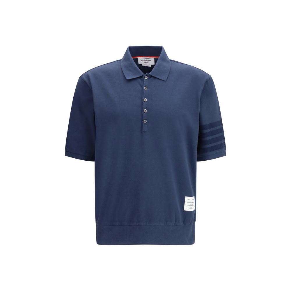 Thom Browne Blaues Baumwoll-Polohemd