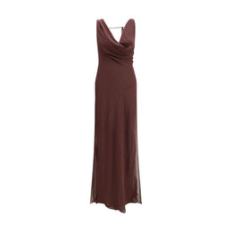 The Andamane Braunes Seiden-Maxikleid