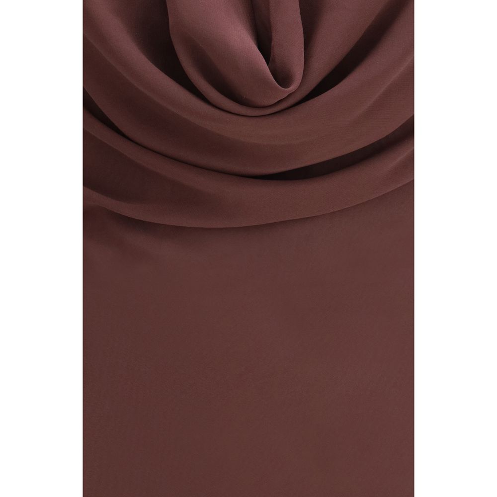 The Andamane Braunes Seiden-Maxikleid