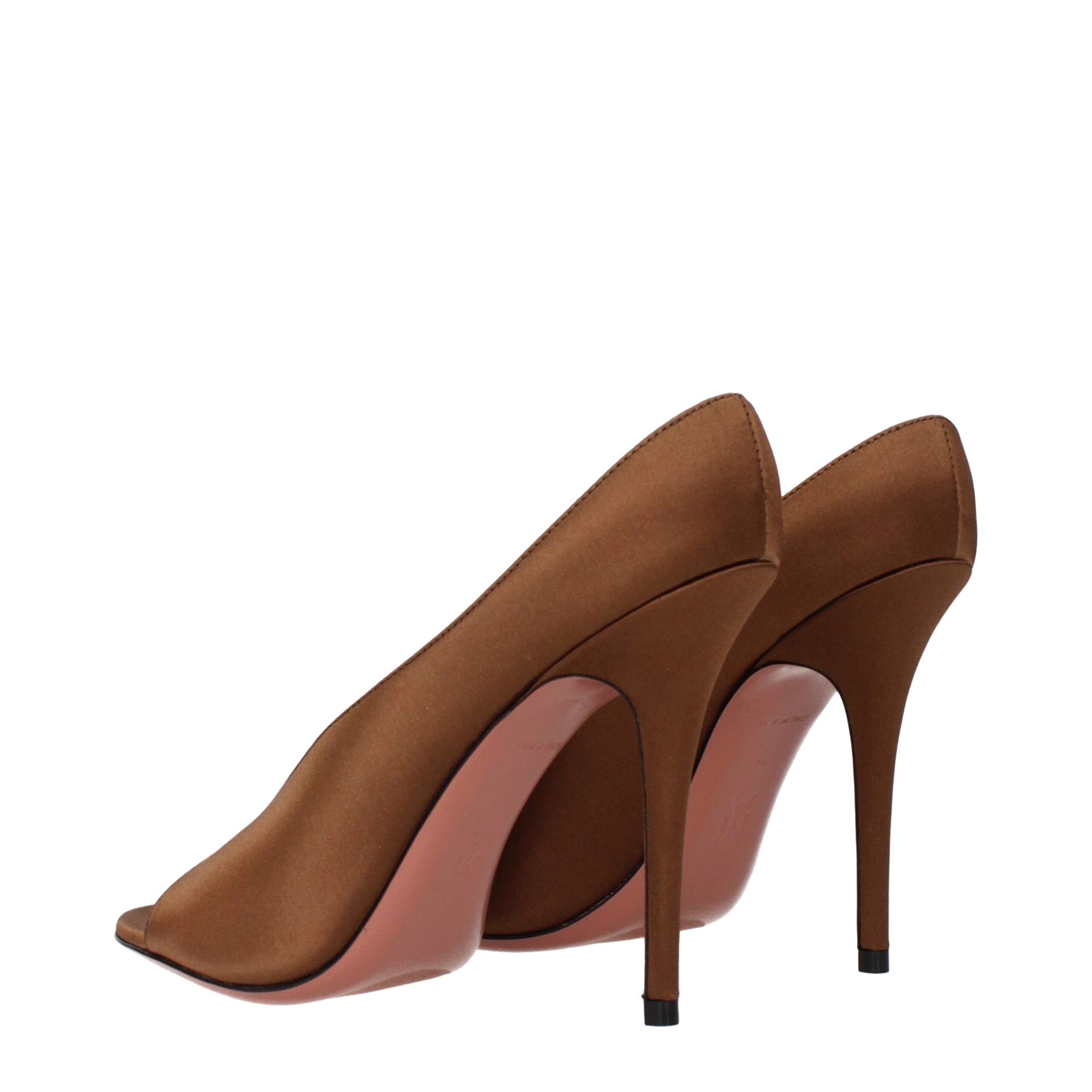 Amina Muaddi Braune Satin-Pumps mit hohem Absatz