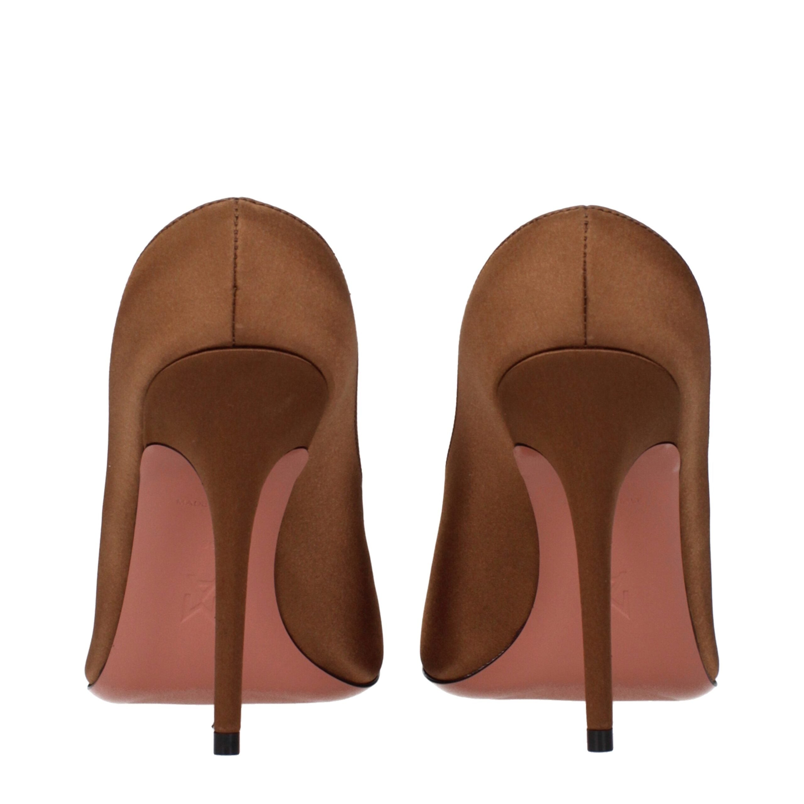 Amina Muaddi Braune Satin-Pumps mit hohem Absatz