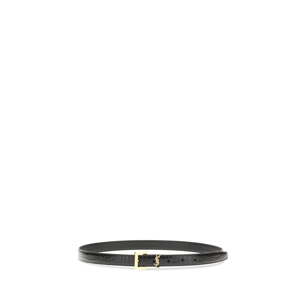Saint Laurent Schwarzer Kalbsleder Bos Taurus Regular Gürtel