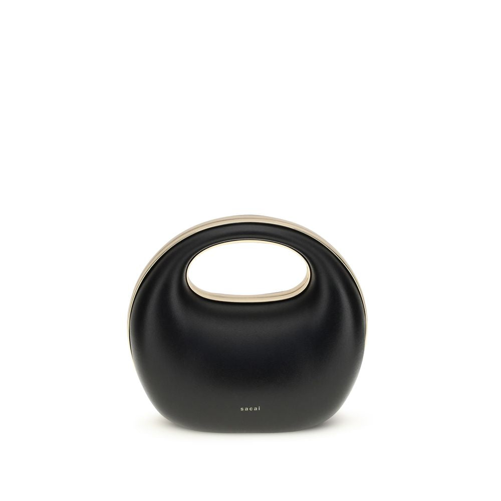 Sacai Schwarze Kalbsleder Bos Taurus Handtasche