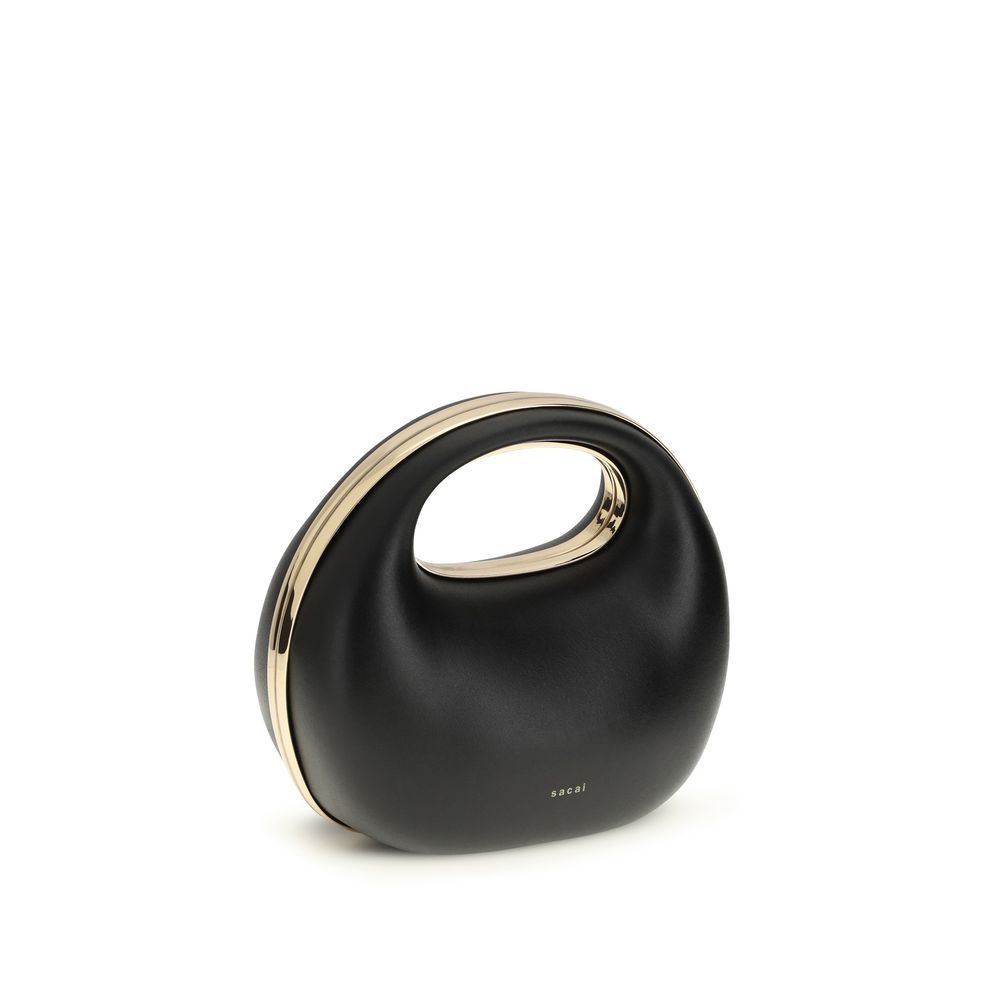 Sacai Schwarze Kalbsleder Bos Taurus Handtasche