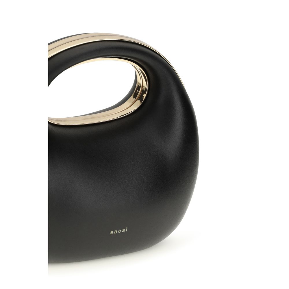 Sacai Schwarze Kalbsleder Bos Taurus Handtasche