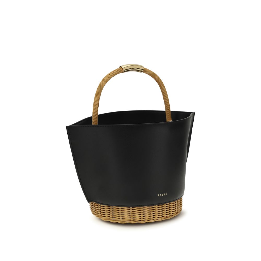 Sacai Schwarze Bos Taurus Kalbsleder Schultertasche
