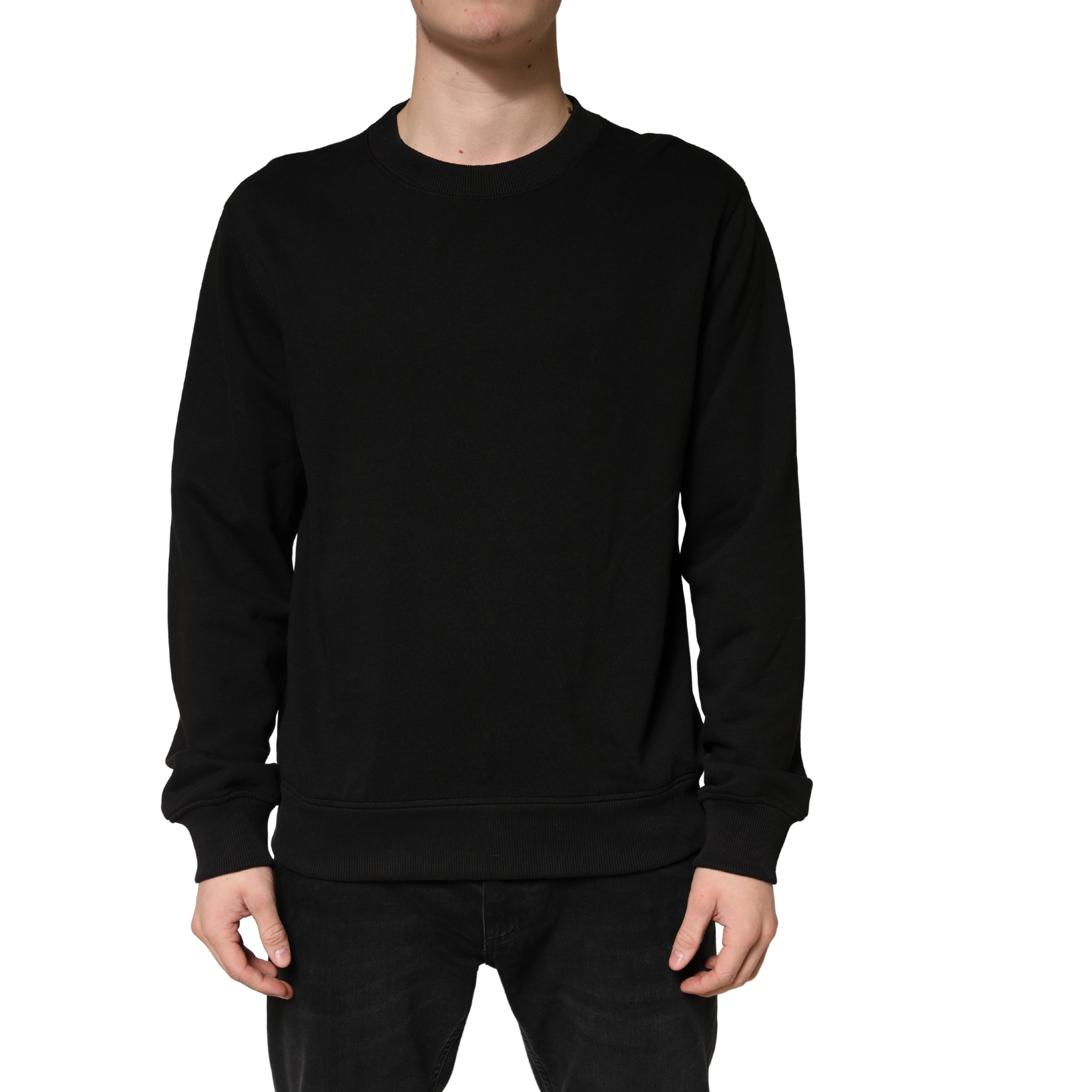 Dolce & Gabbana Pullover Schwarz Baumwolle Rundhalsausschnitt Sweatshirt