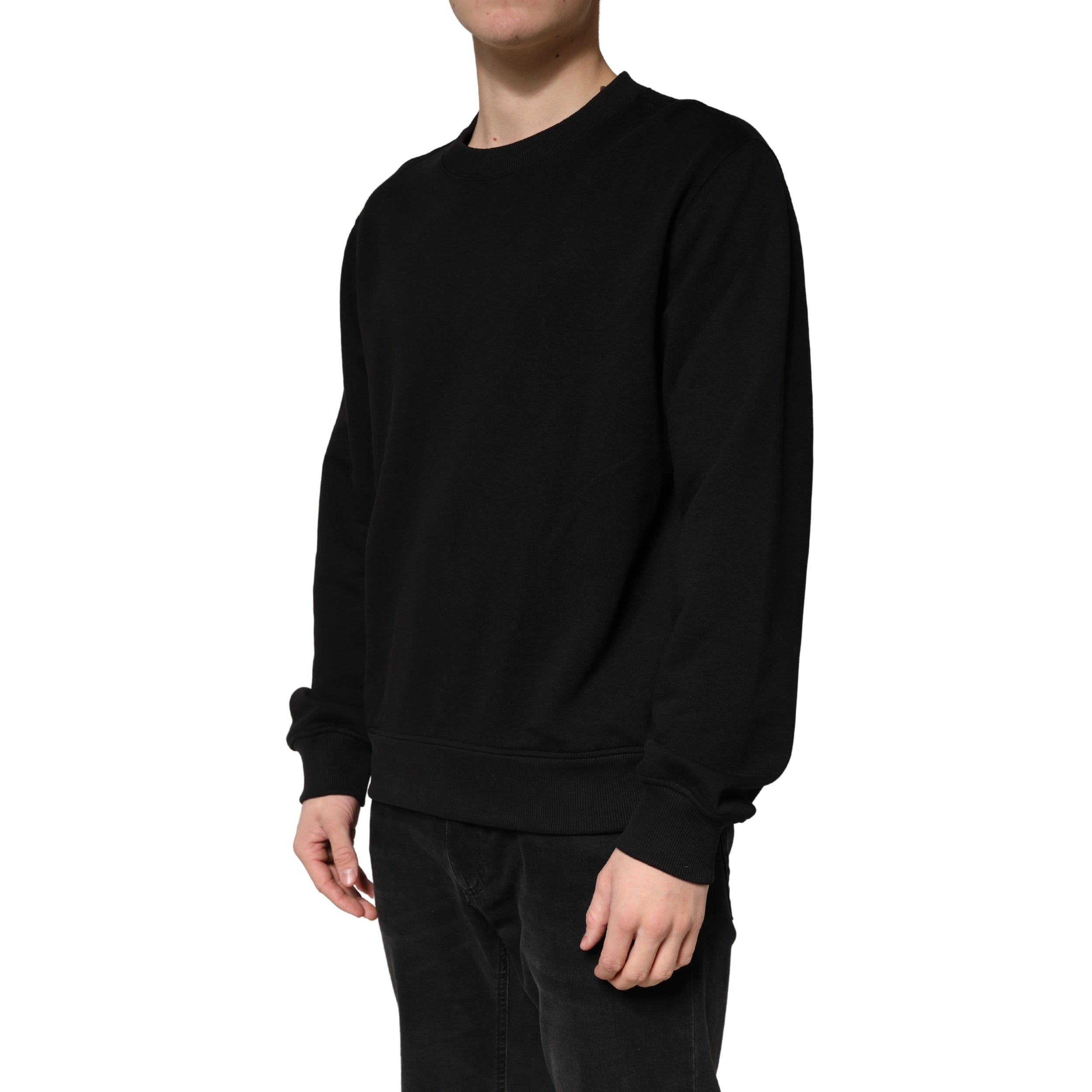 Dolce & Gabbana Pullover Schwarz Baumwolle Rundhalsausschnitt Sweatshirt