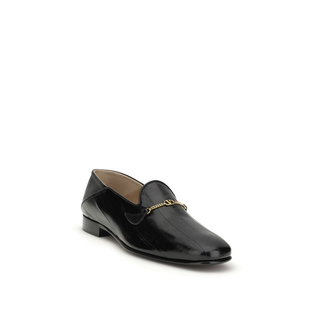 Valentino Garavani Schwarze "Bos Taurus" Kalbsleder Loafer zum Hineinschlüpfen