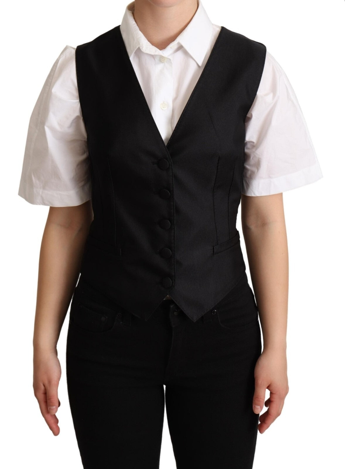 Dolce & Gabbana Ärmellose schwarze Seidenweste