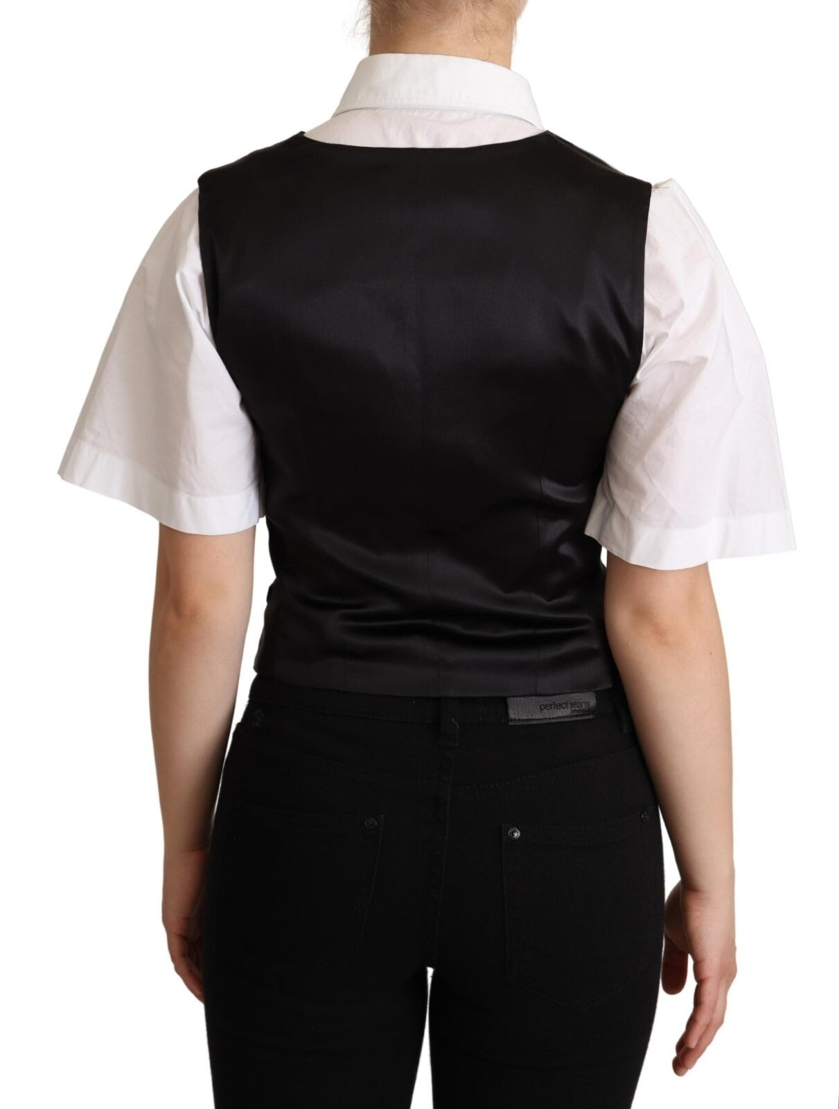 Dolce & Gabbana Ärmellose schwarze Seidenweste
