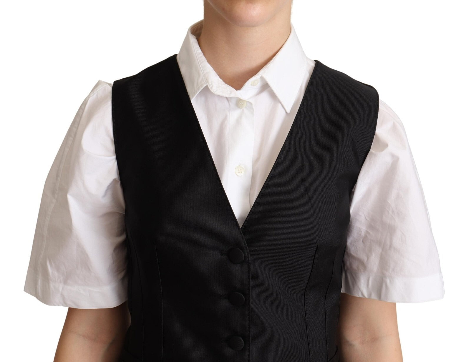 Dolce & Gabbana Ärmellose schwarze Seidenweste