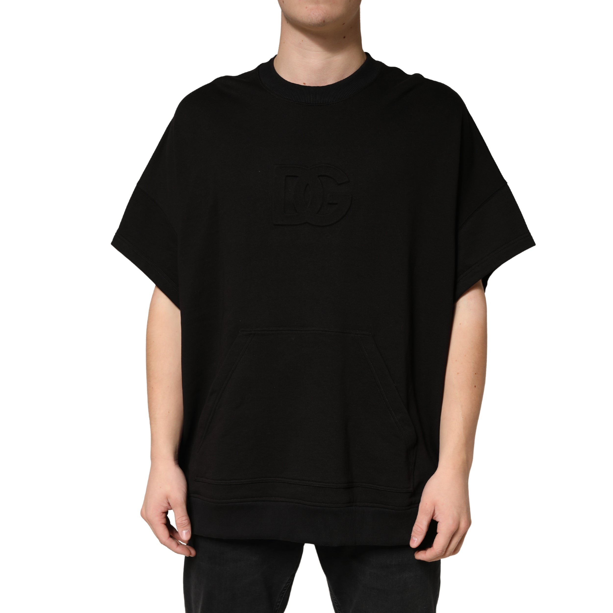 Dolce & Gabbana Schwarzes Baumwoll-T-Shirt mit Rundhalsausschnitt und kurzen Ärmeln