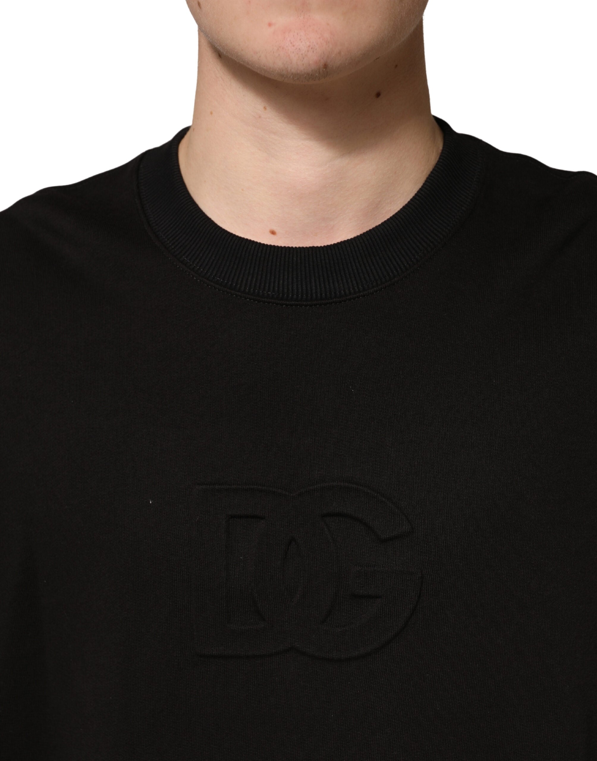 Dolce & Gabbana Schwarzes Baumwoll-T-Shirt mit Rundhalsausschnitt und kurzen Ärmeln