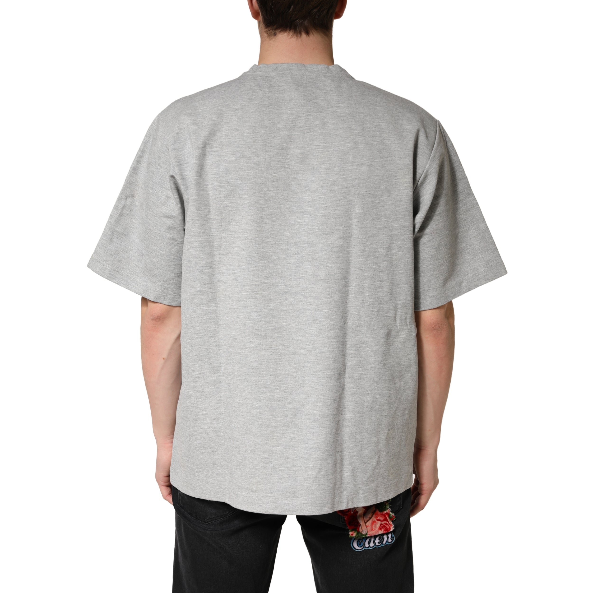 Dolce & Gabbana Graues Baumwoll-T-Shirt mit Rundhalsausschnitt und kurzen Ärmeln