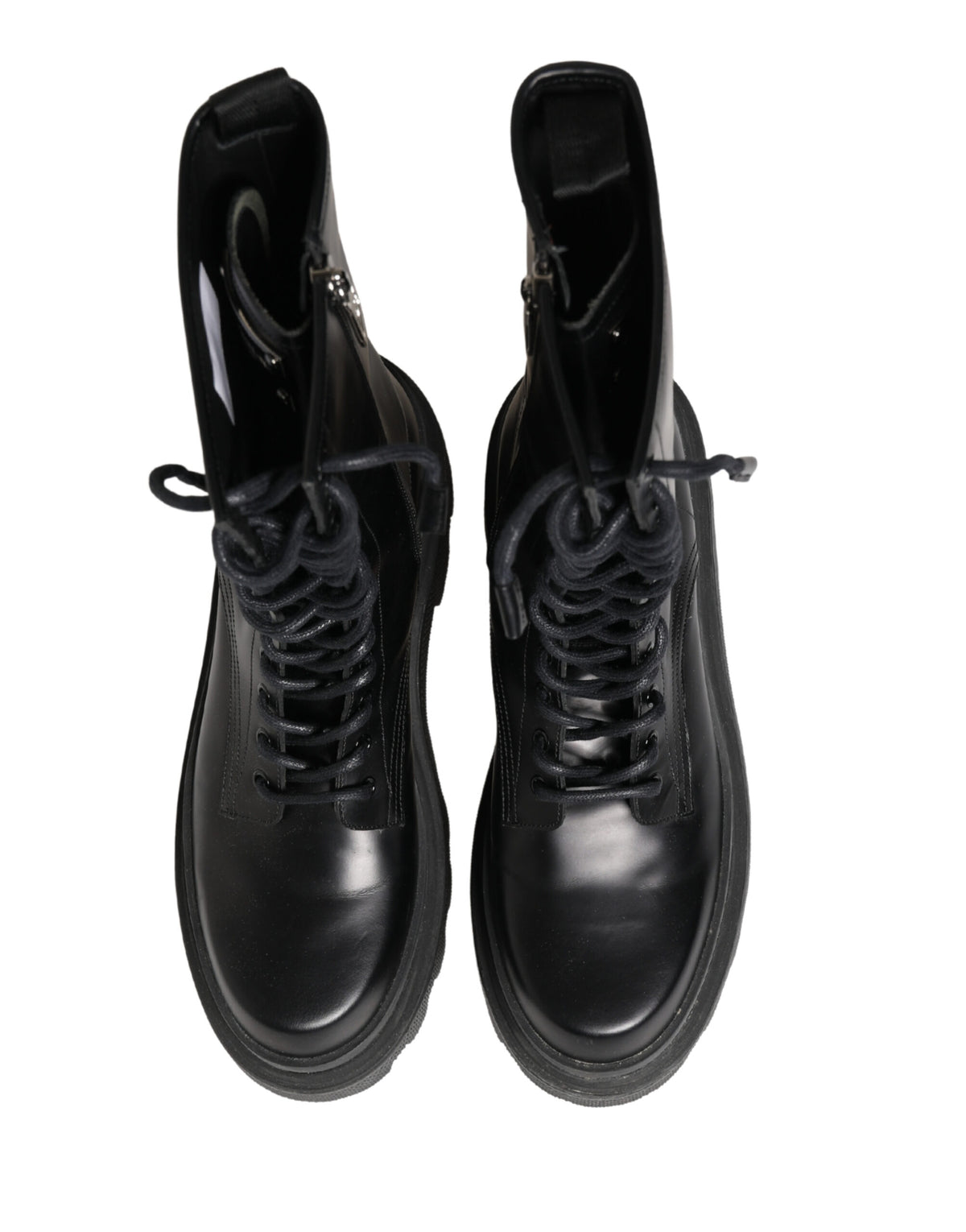 Dolce & Gabbana Schwarze Leder Combat Boots mit Trekking-Sohle