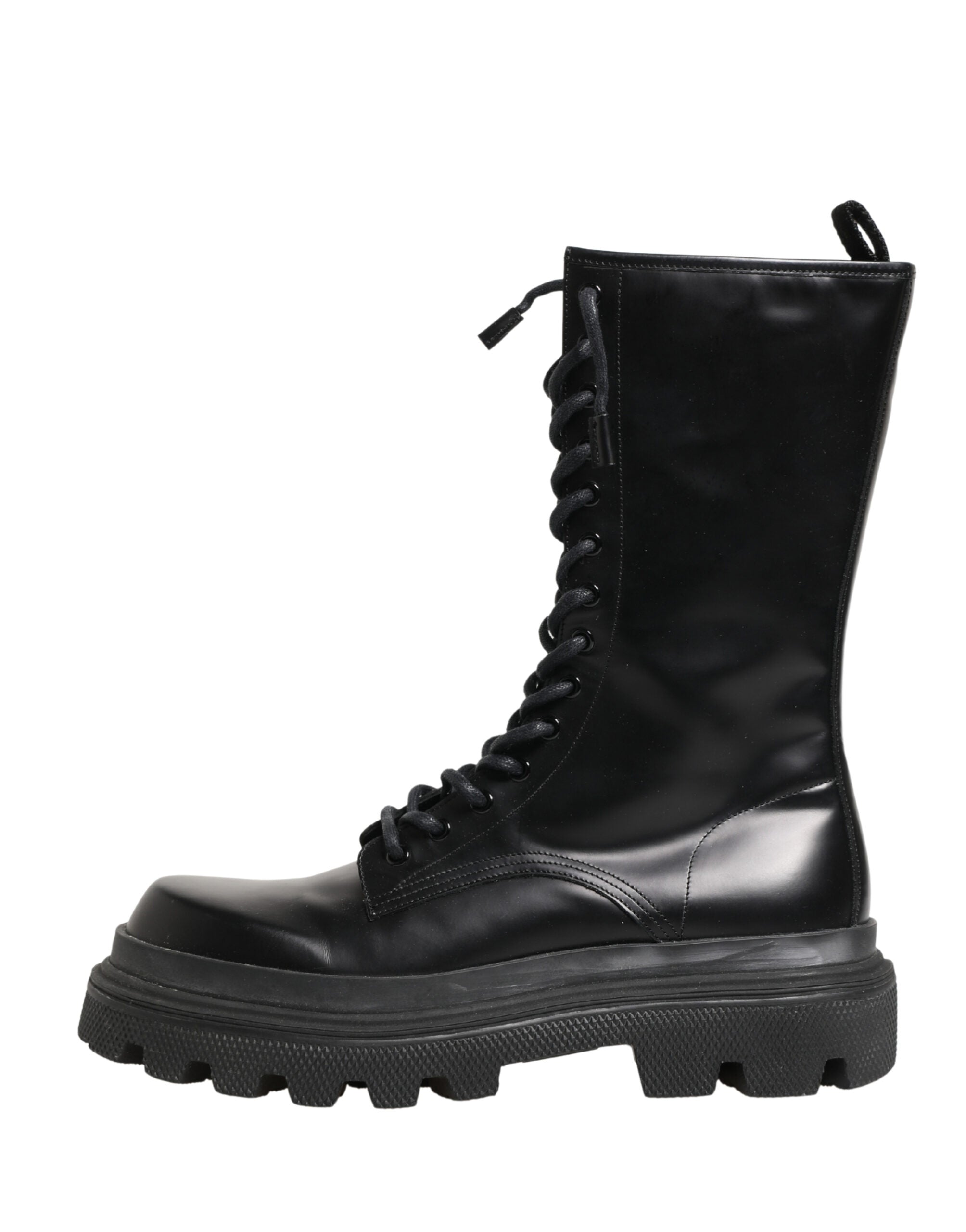Dolce & Gabbana Schwarze Leder Combat Boots mit Trekking-Sohle