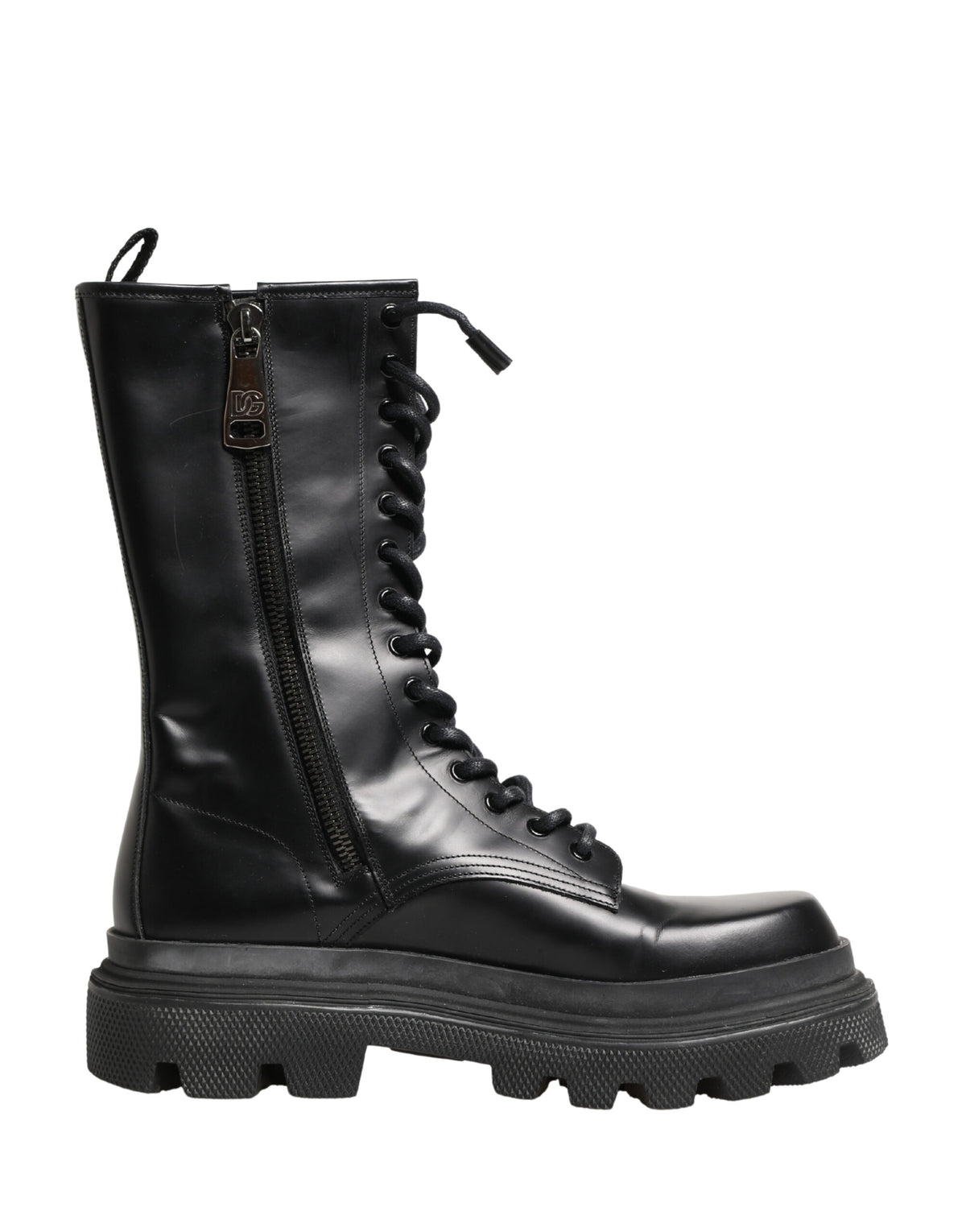 Dolce & Gabbana Schwarze Leder Combat Boots mit Trekking-Sohle