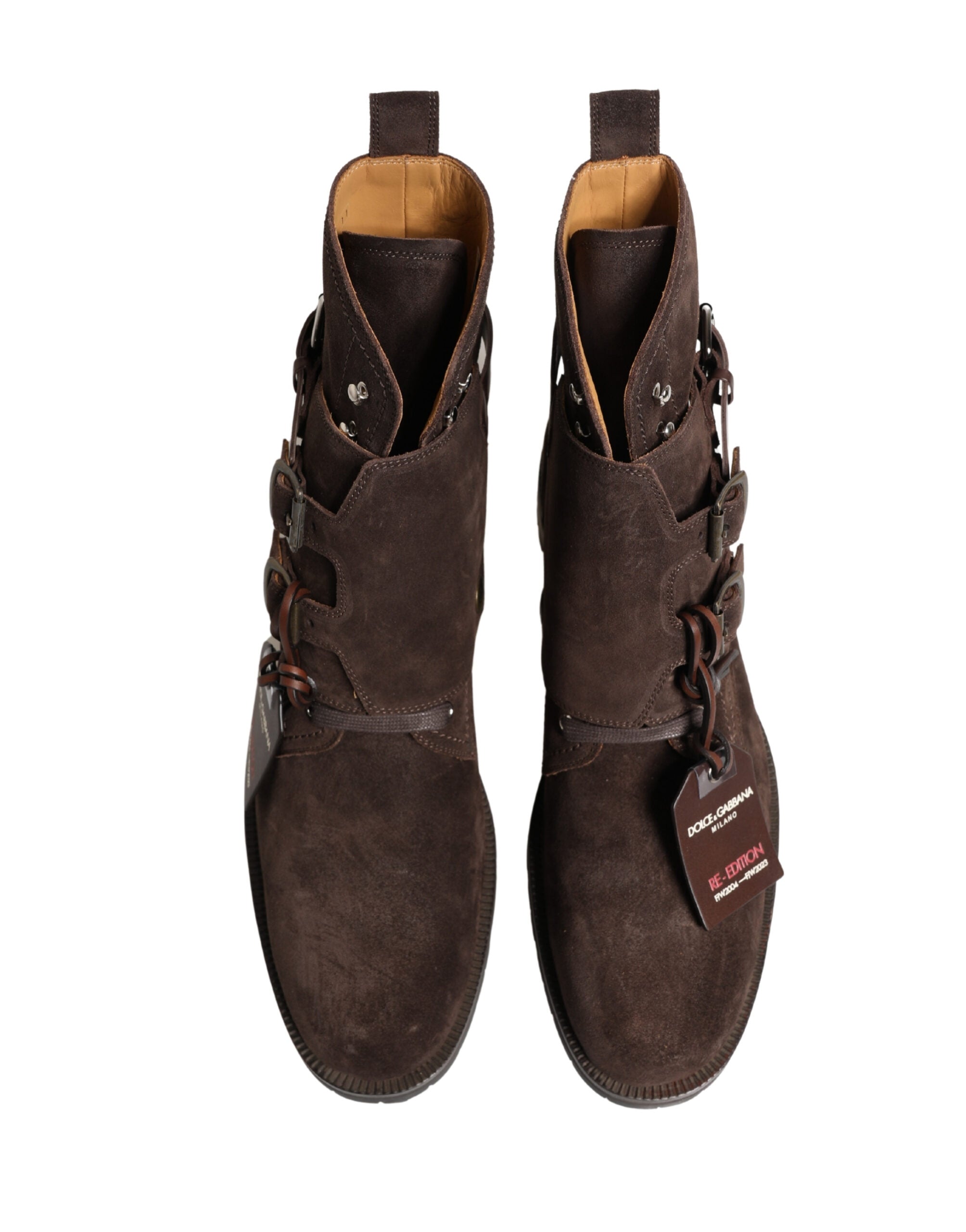 Dolce & Gabbana Braune Wildleder-Schnürstiefeletten