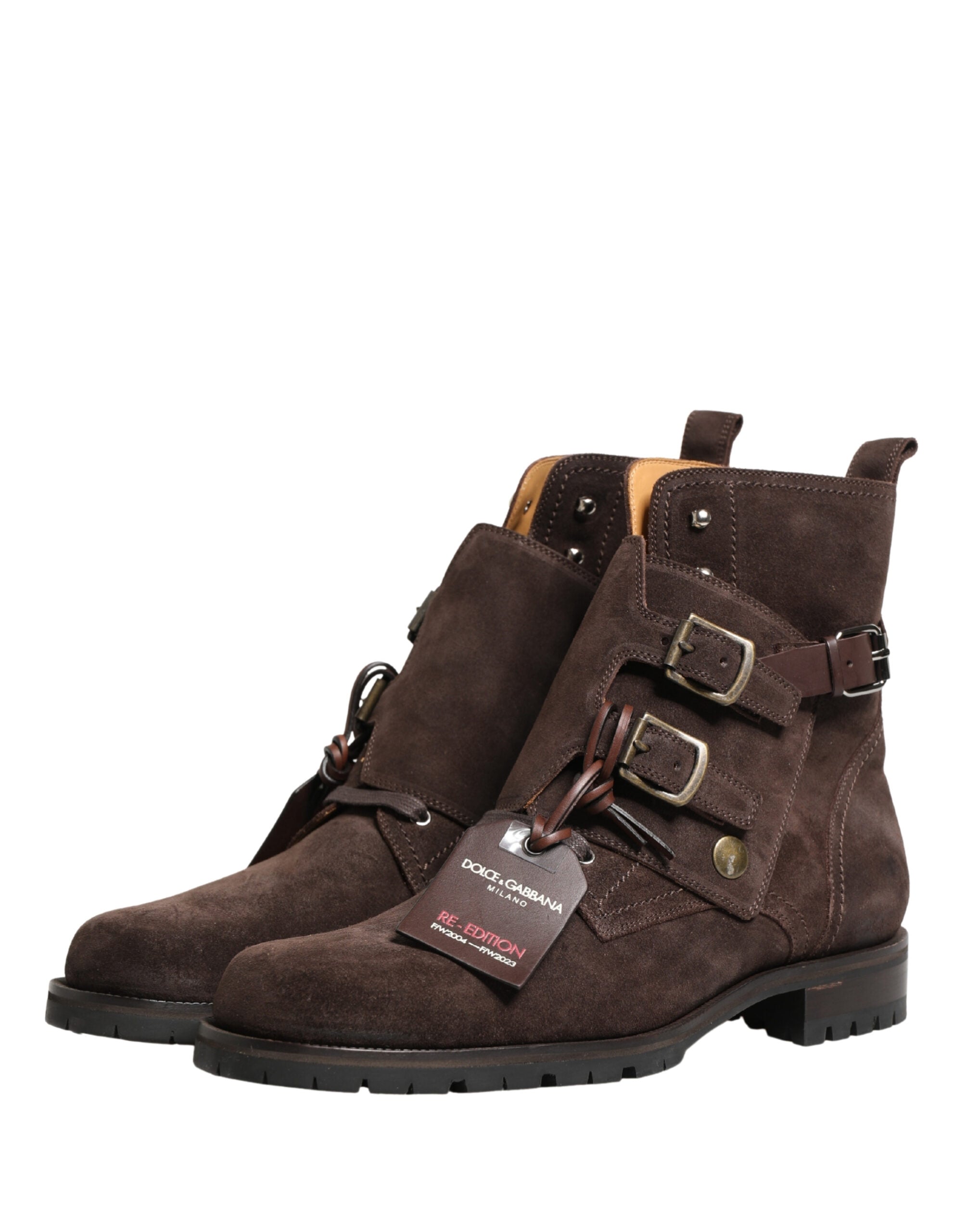 Dolce & Gabbana Braune Wildleder-Schnürstiefeletten