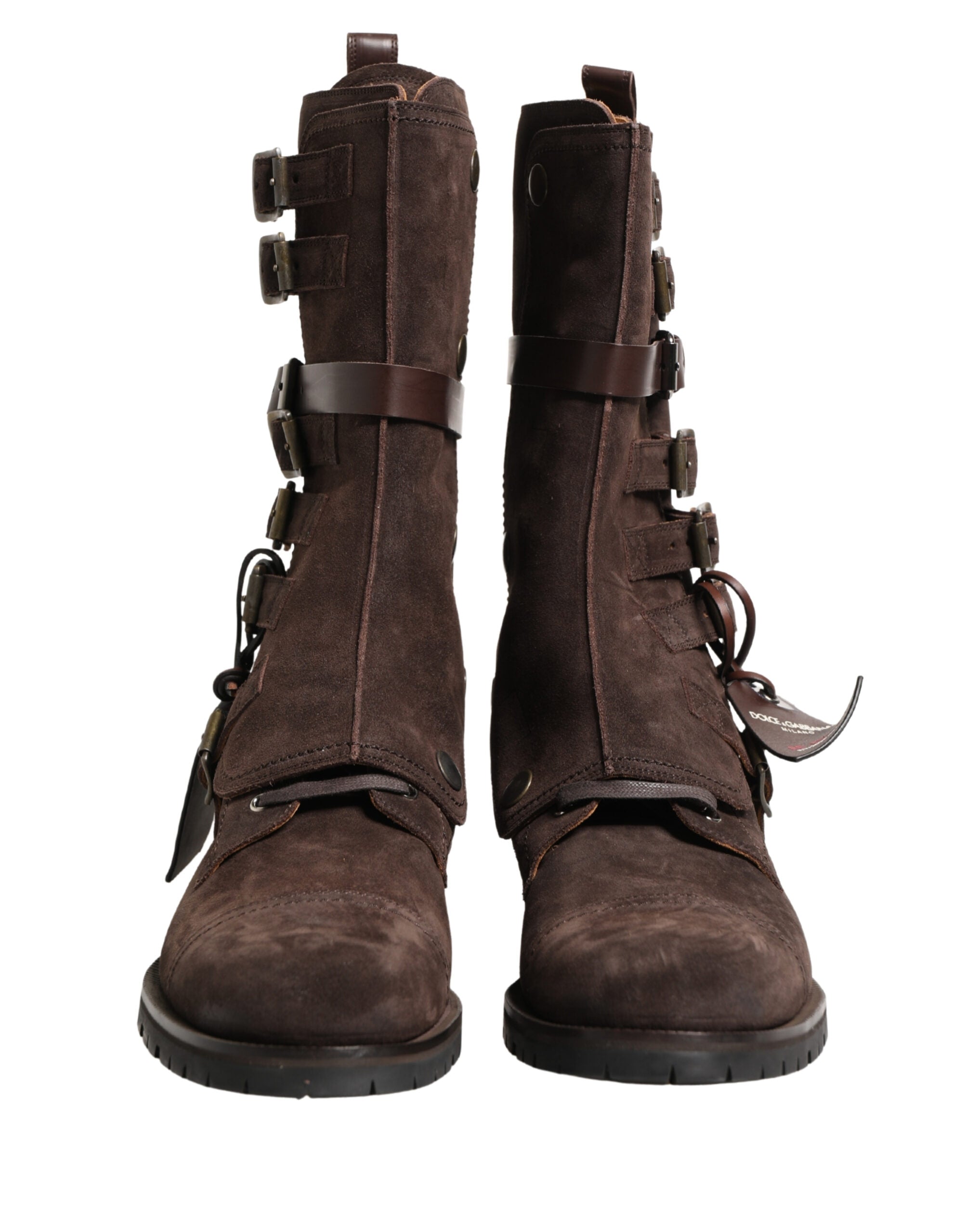 Dolce & Gabbana Braune Wildleder-Stiefeletten im Combat-Stil