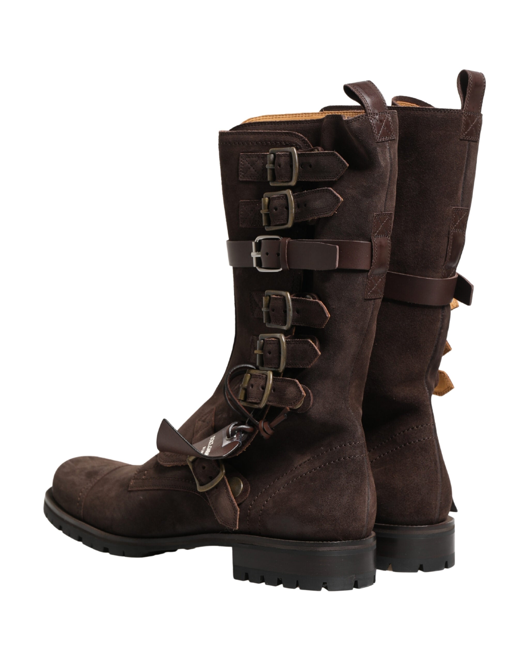 Dolce & Gabbana Braune Wildleder-Stiefeletten im Combat-Stil