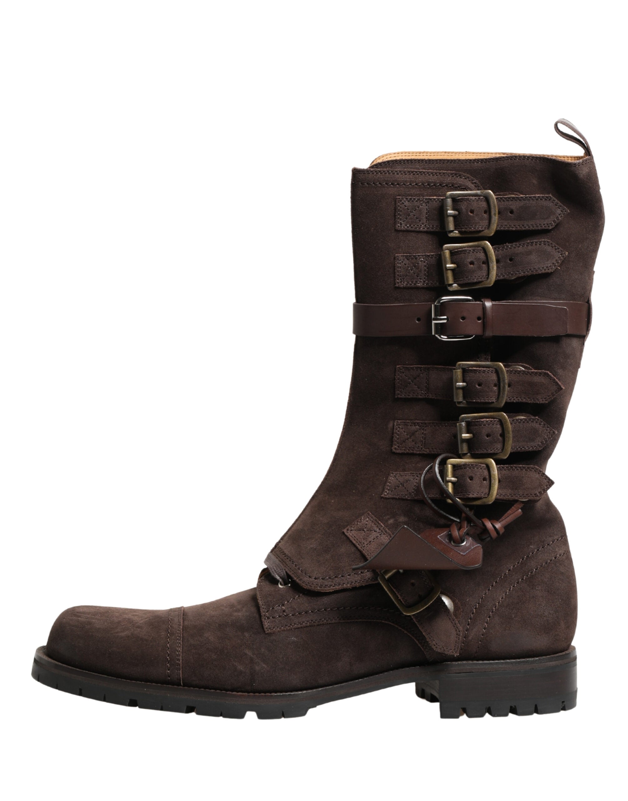 Dolce & Gabbana Braune Wildleder-Stiefeletten im Combat-Stil