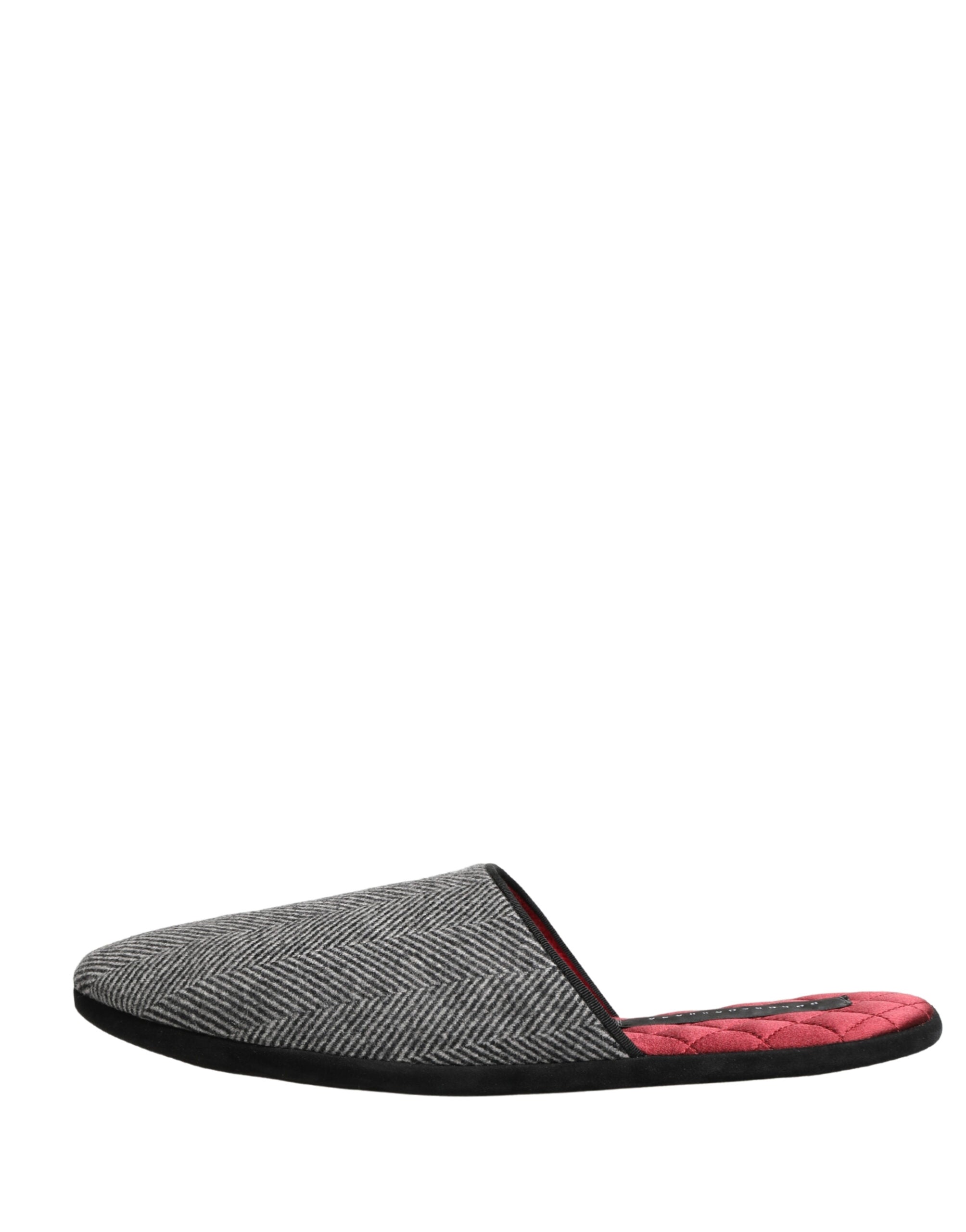 Dolce & Gabbana Graue Fischgräten-Kaschmir-Slipper Schuhe