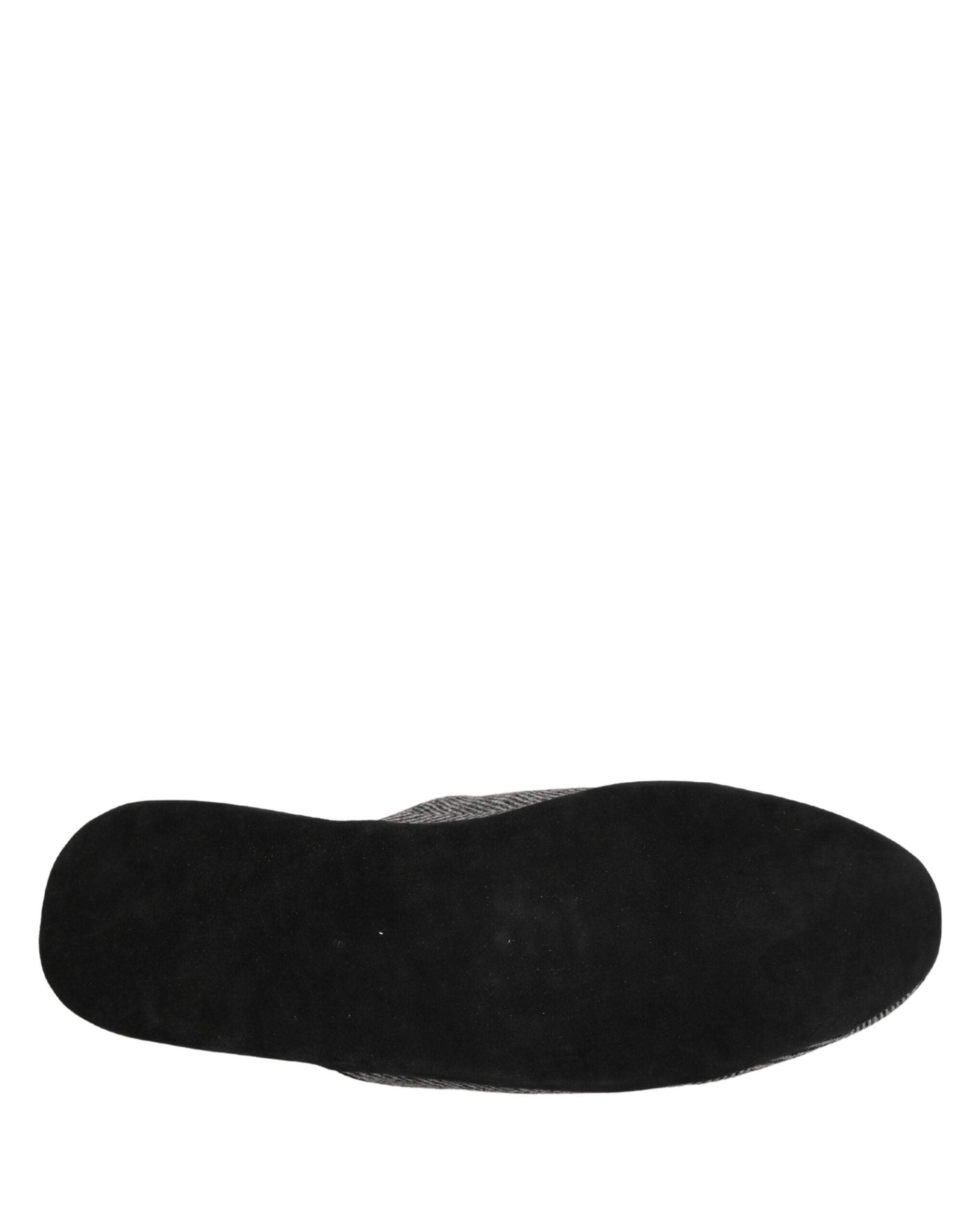 Dolce & Gabbana Graue Fischgräten-Kaschmir-Slipper Schuhe
