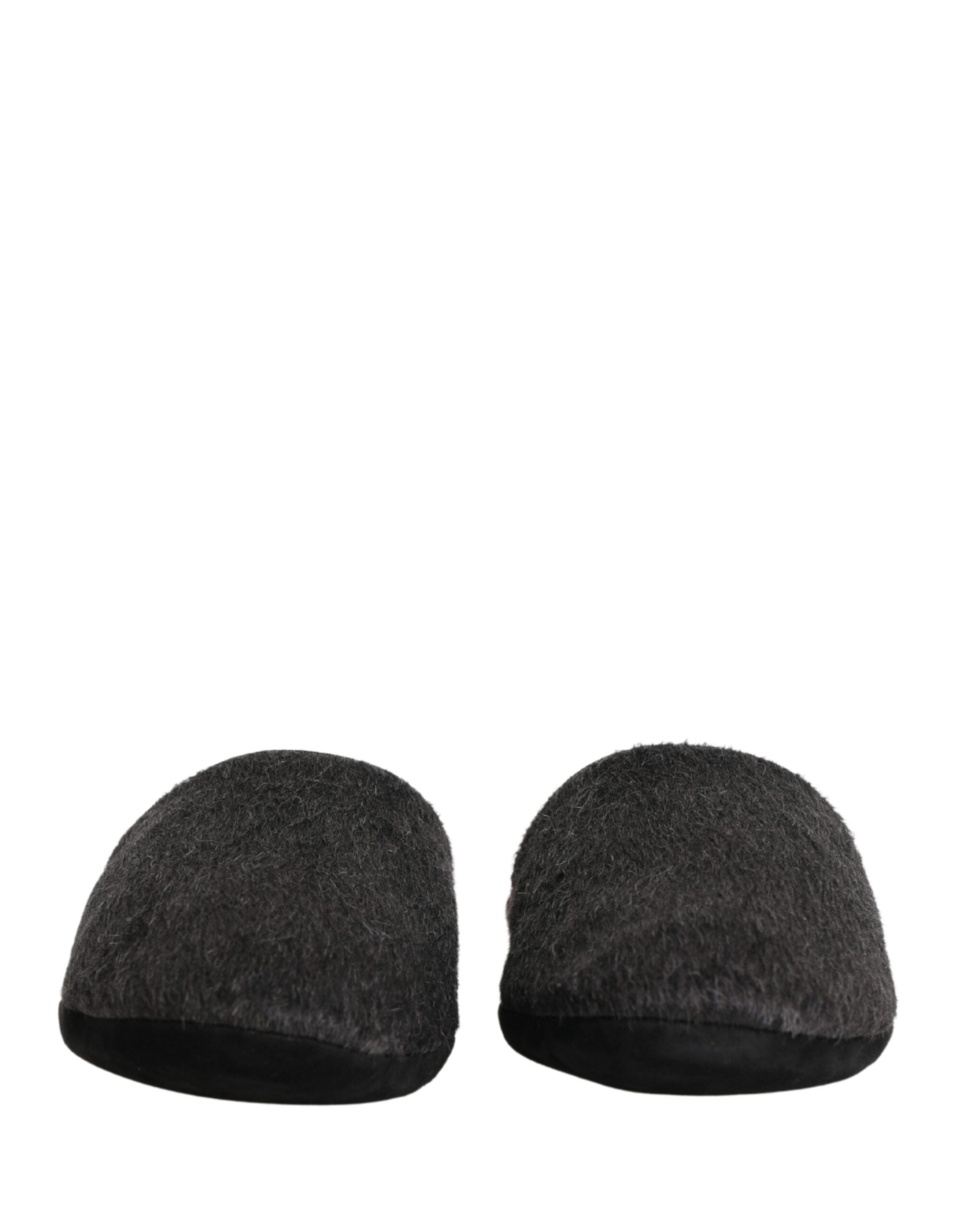 Dolce & Gabbana Dunkelgraue Anthrazit Woll-Slipper