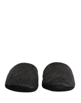 Dolce & Gabbana Dunkelgraue Anthrazit Woll-Slipper