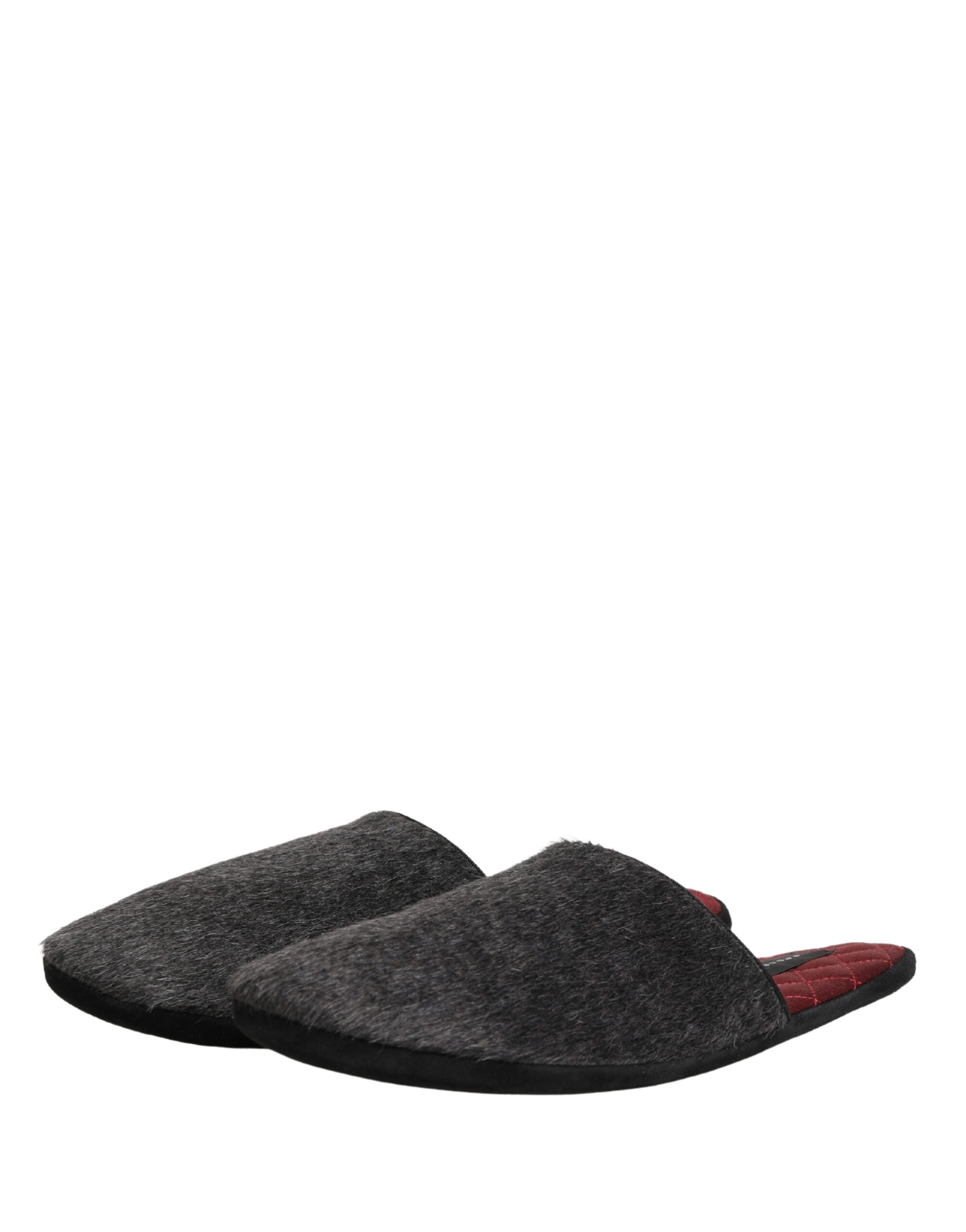 Dolce & Gabbana Dunkelgraue Anthrazit Woll-Slipper