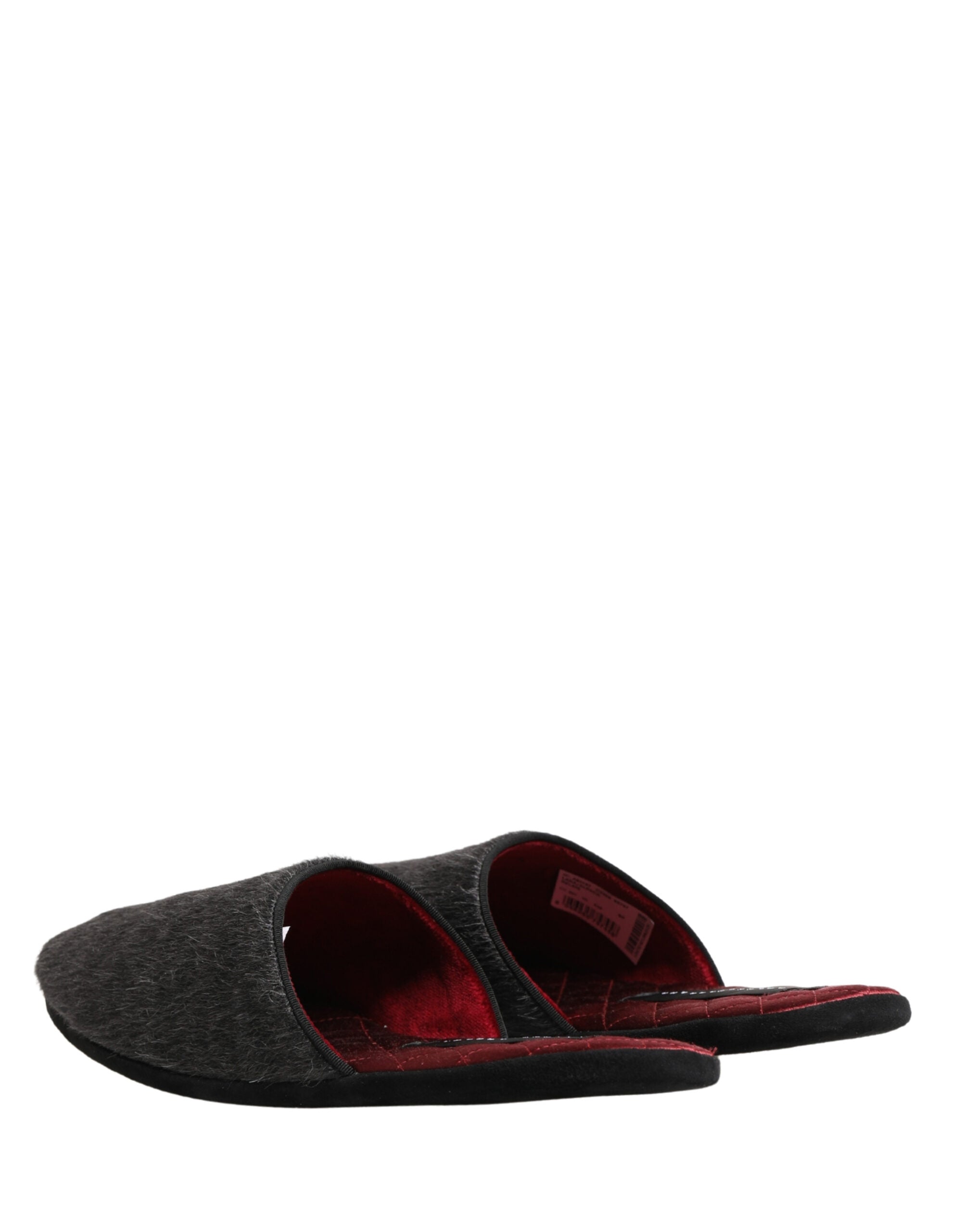 Dolce & Gabbana Dunkelgraue Anthrazit Woll-Slipper
