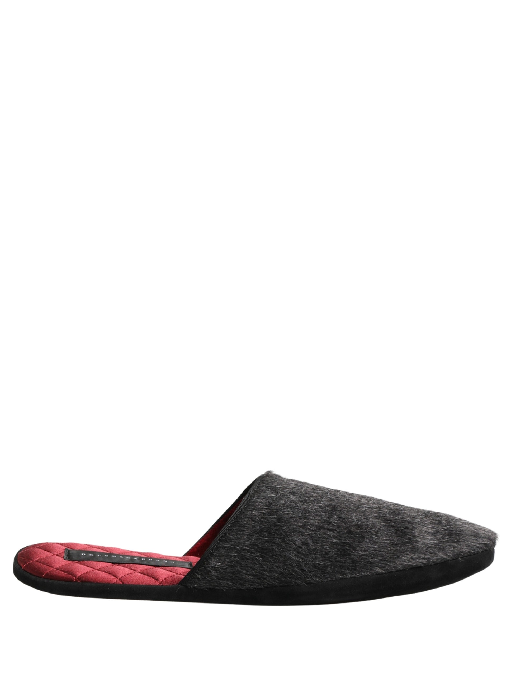 Dolce & Gabbana Dunkelgraue Anthrazit Woll-Slipper