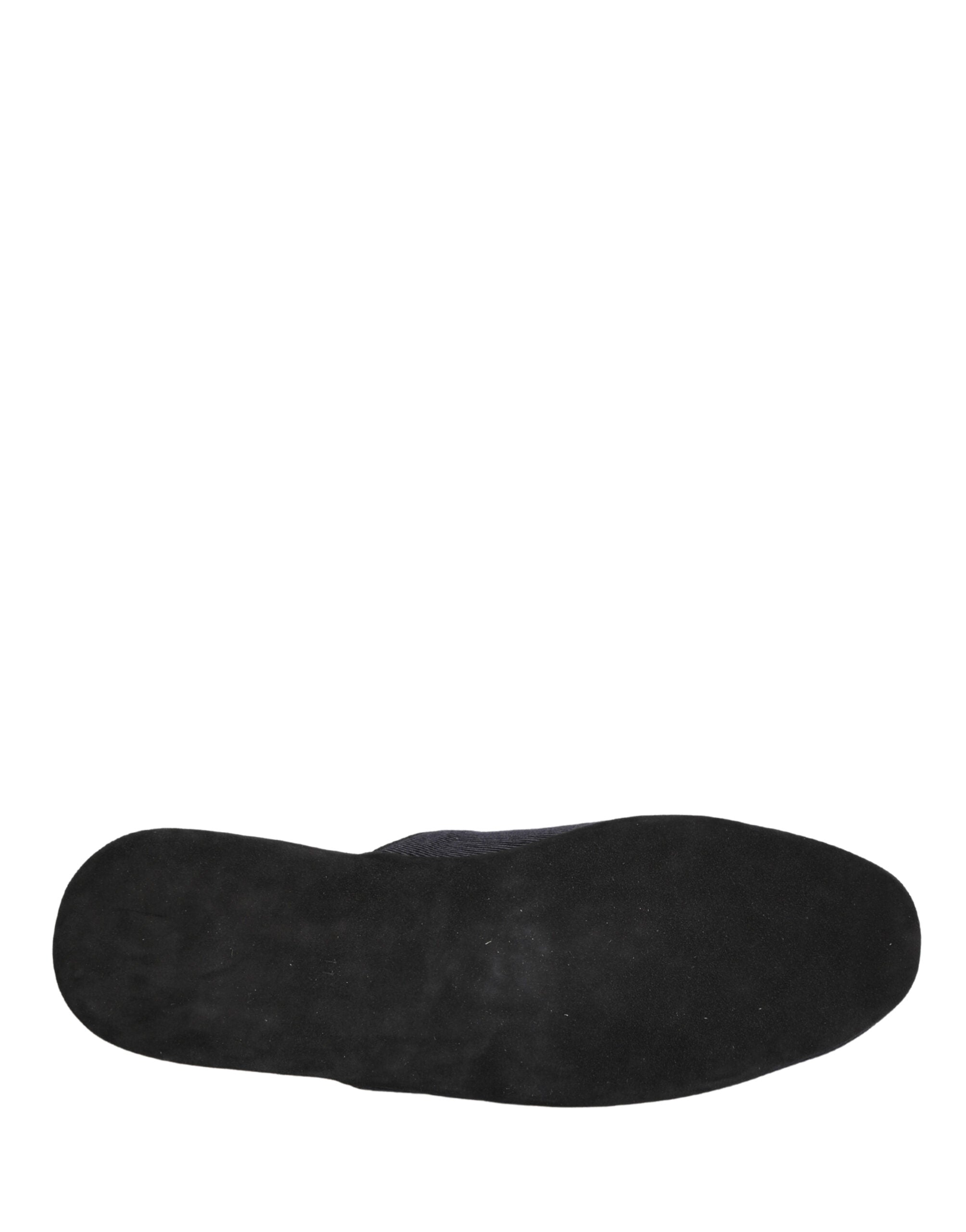Dolce & Gabbana Dunkelblaue Woll-Baumwoll-Slipper mit rotem Chevron-Muster