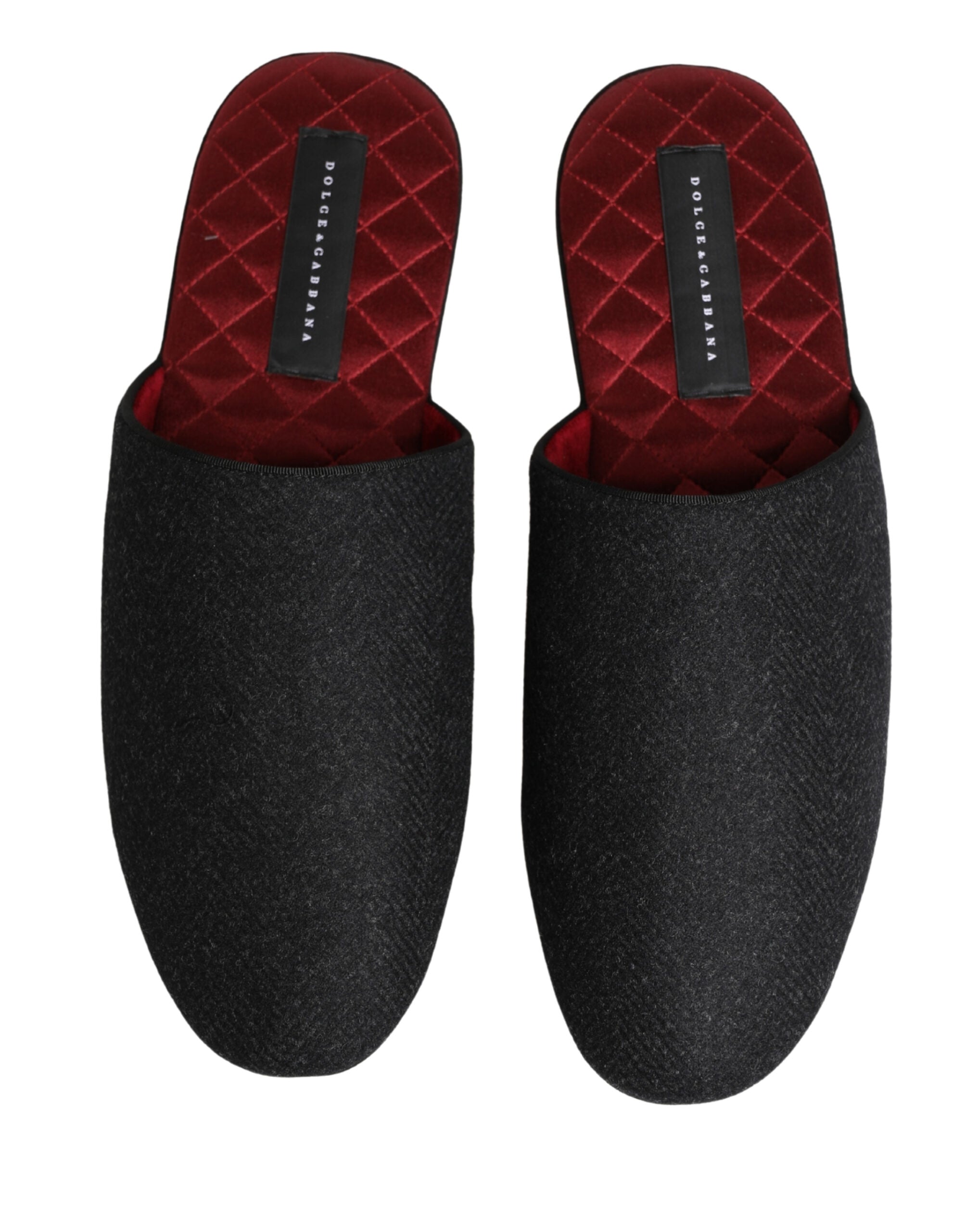 Dolce & Gabbana Anthrazit Woll-Kaschmir Stepp-Slipper
