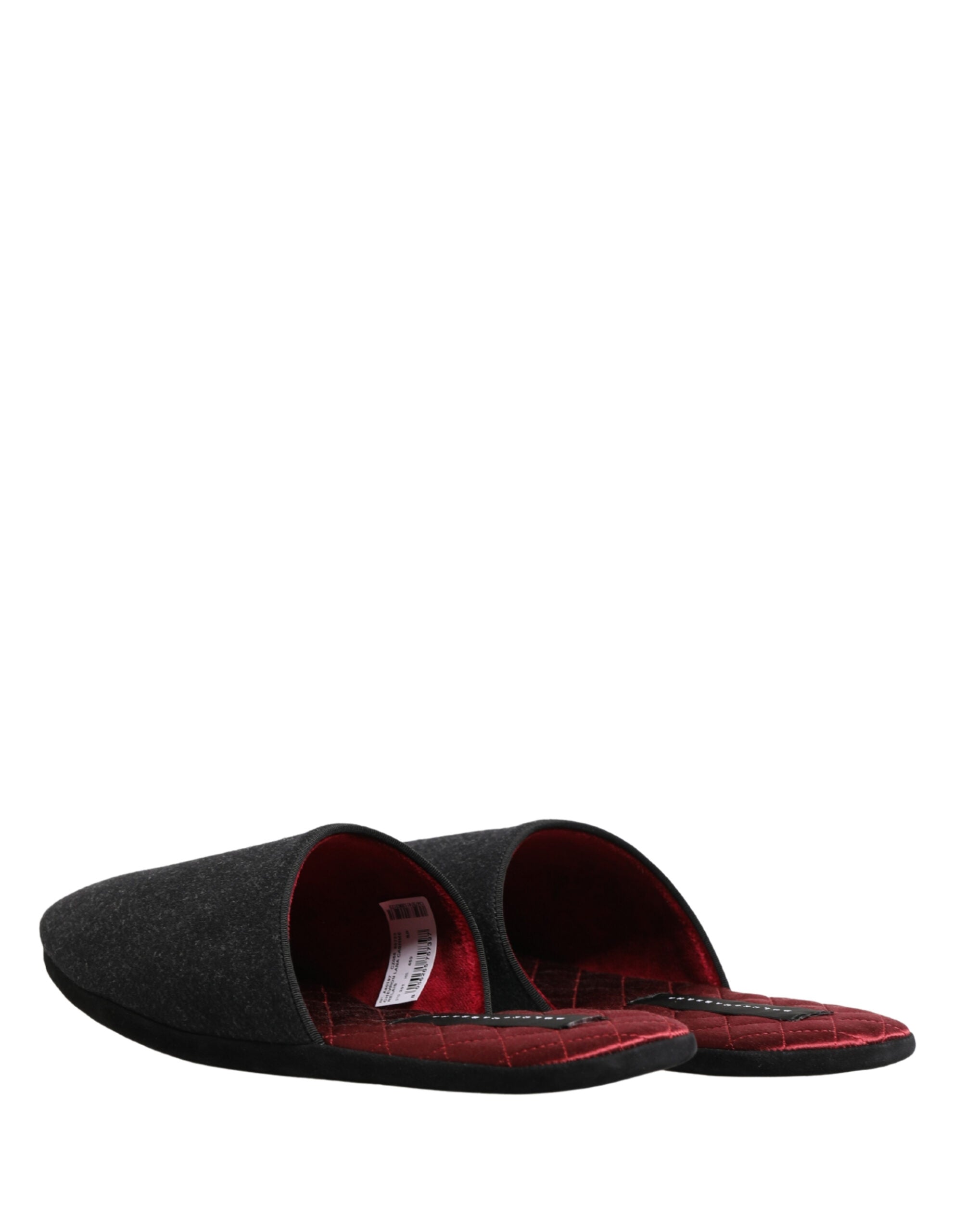Dolce & Gabbana Anthrazit Woll-Kaschmir Stepp-Slipper