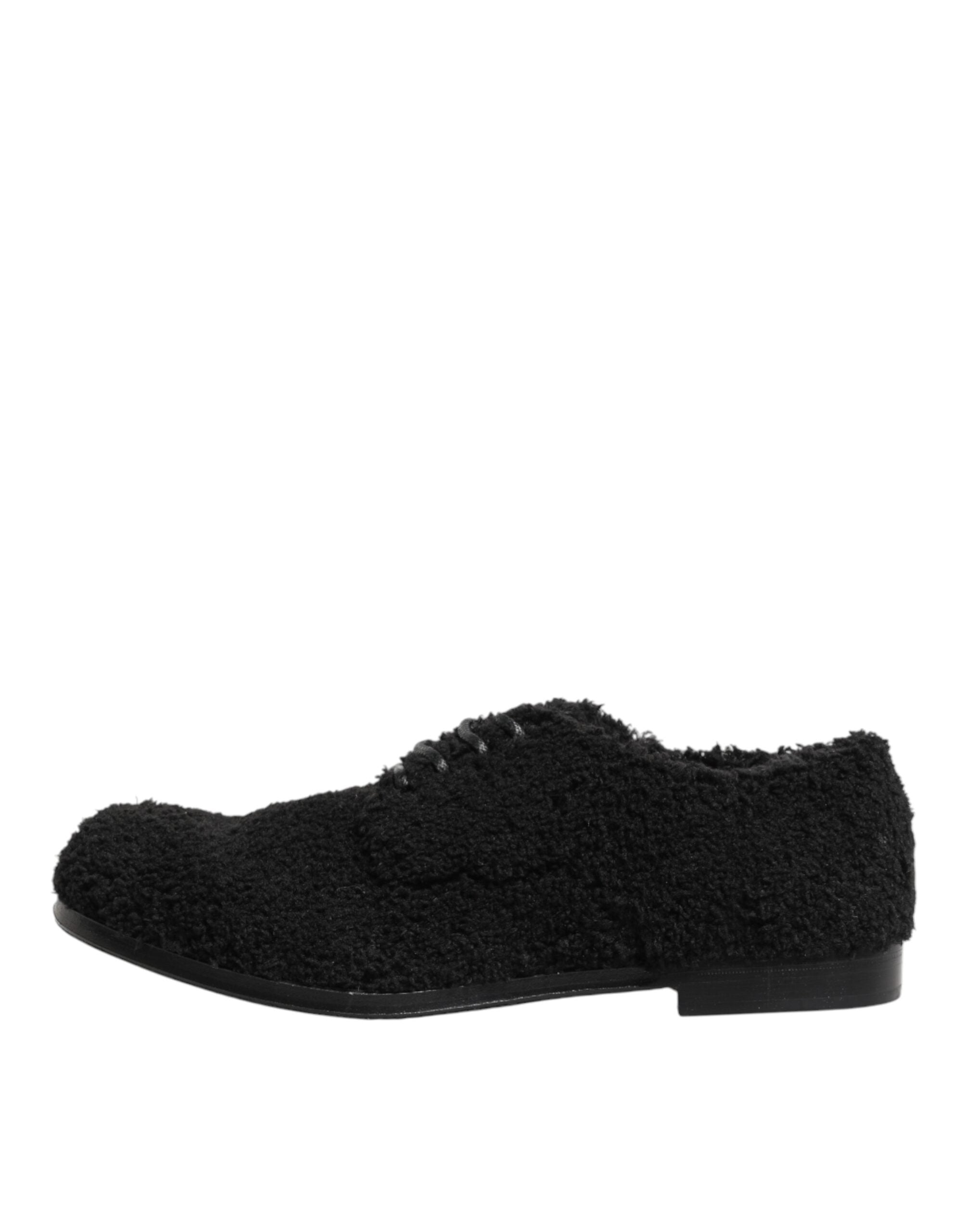 Dolce & Gabbana Herren Schwarze Riccio Lammfell Dress Derby Schuhe