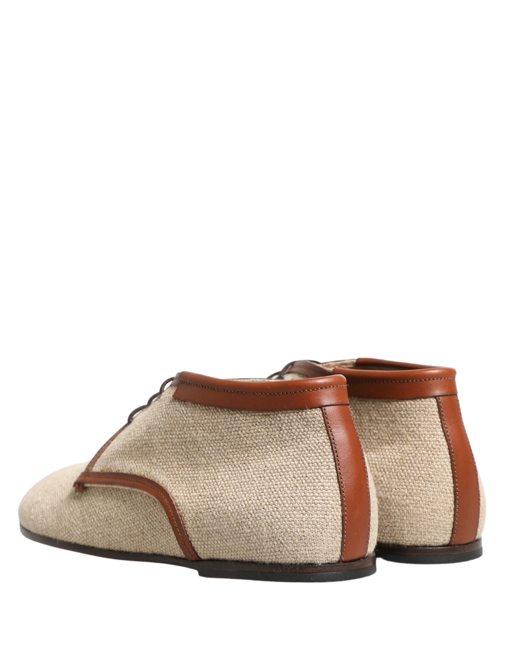 Dolce & Gabbana Beige Canvas Schnür-Derbys für Herren