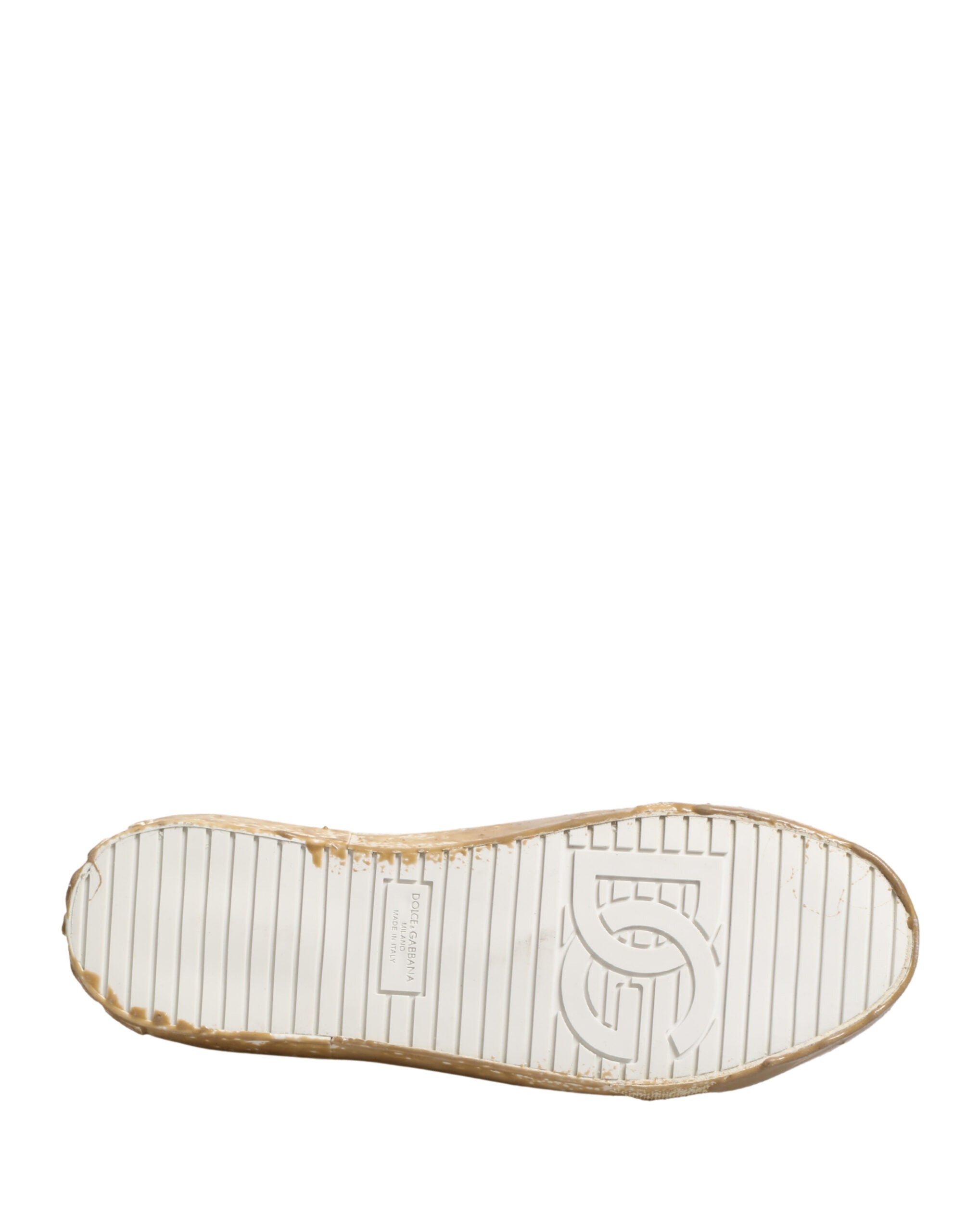 Dolce & Gabbana Weiße Leder-Sneaker mit Lackeffekt, Low-Top