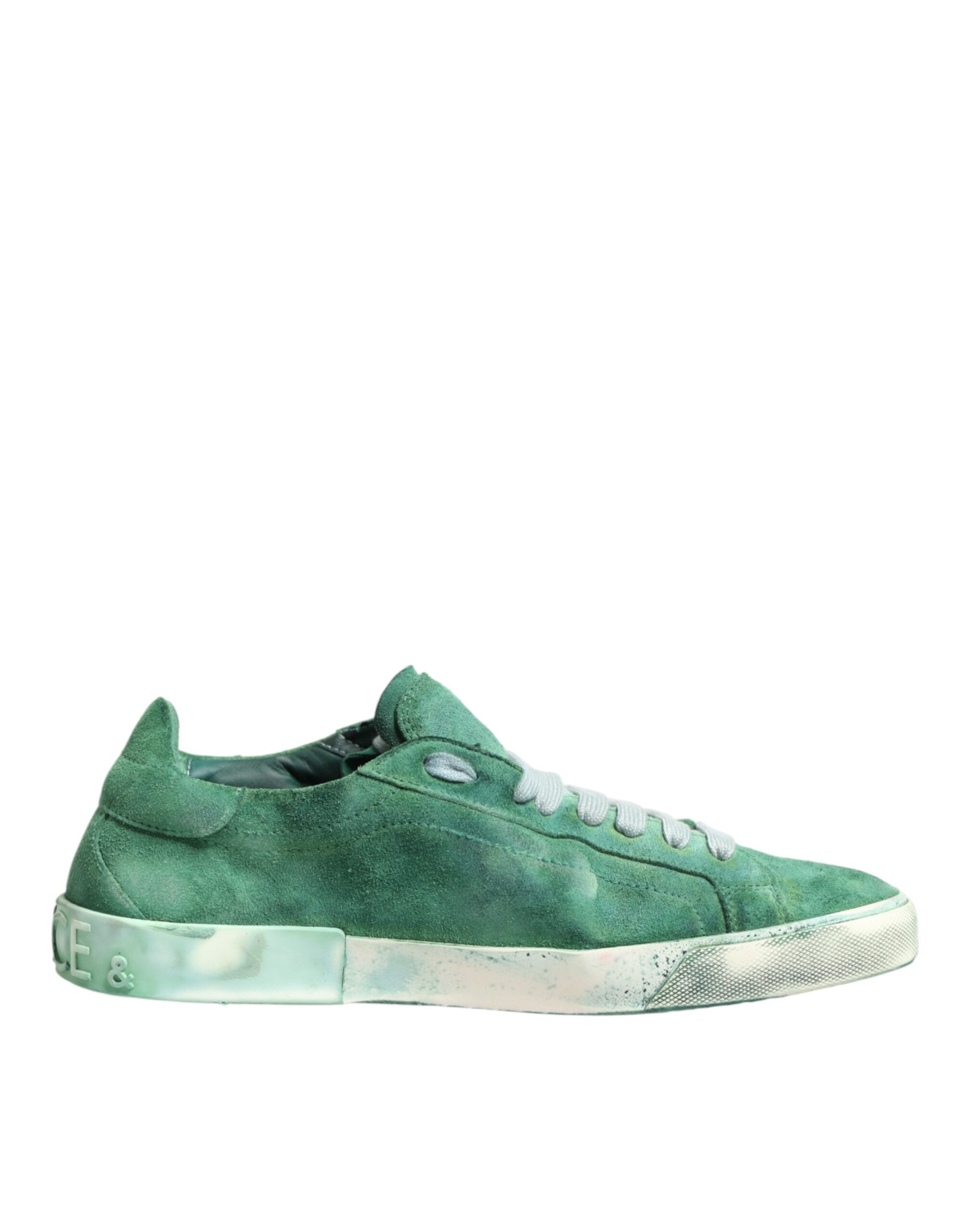 Dolce & Gabbana Grüne Wildleder-Sneaker mit DG-Logo-Sohle, Low-Top