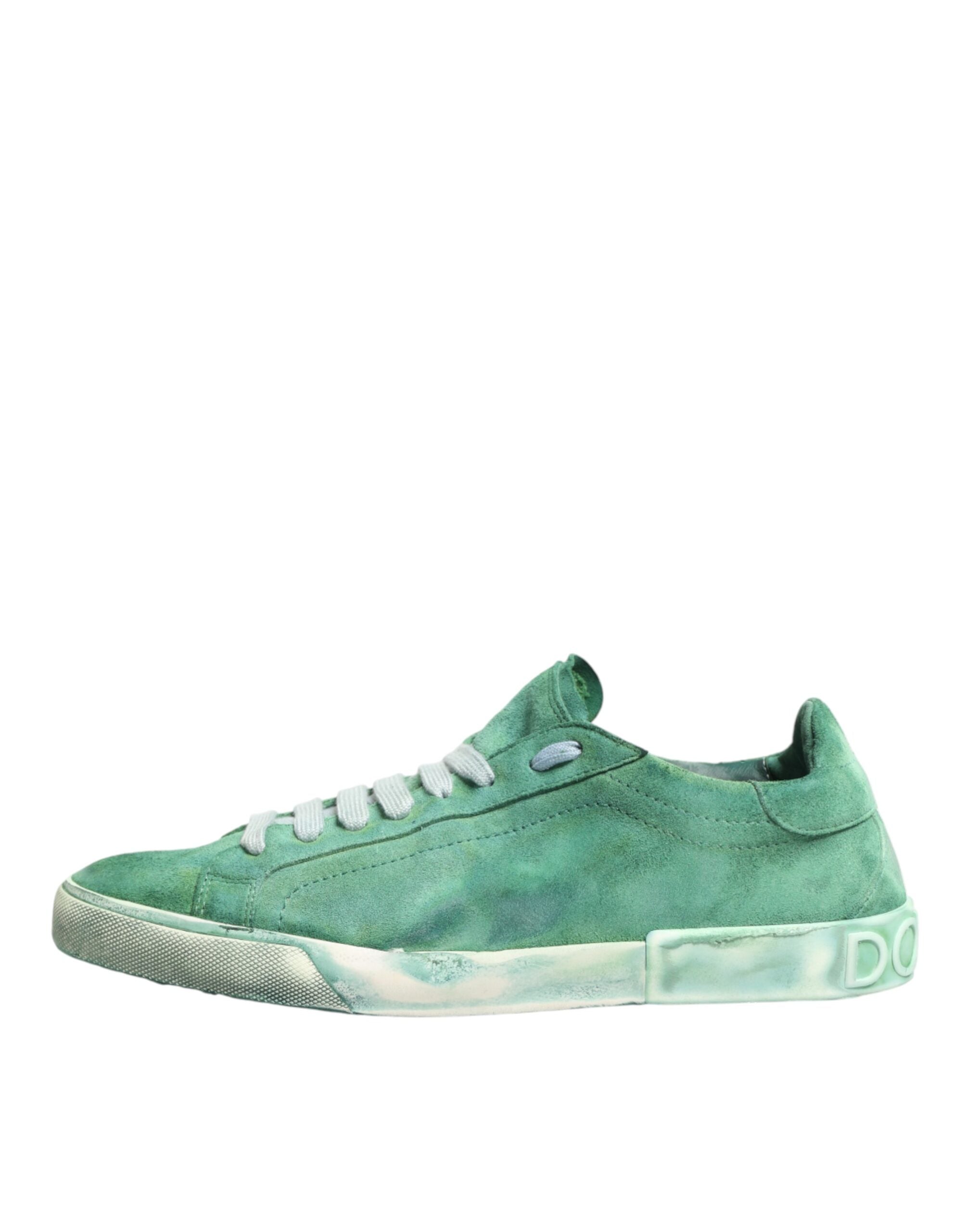 Dolce & Gabbana Grüne Wildleder-Sneaker mit DG-Logo-Sohle, Low-Top