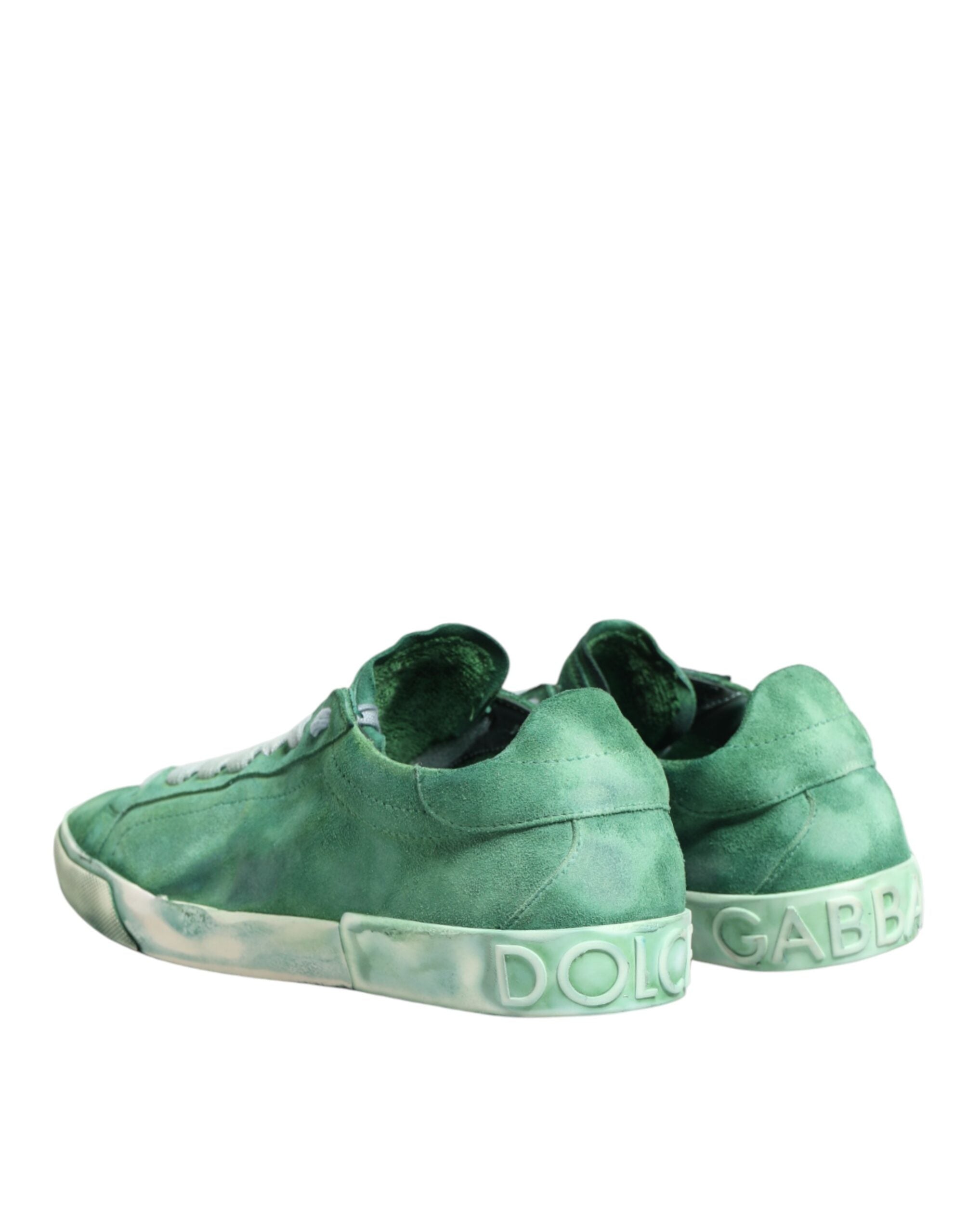 Dolce & Gabbana Grüne Wildleder-Sneaker mit DG-Logo-Sohle, Low-Top