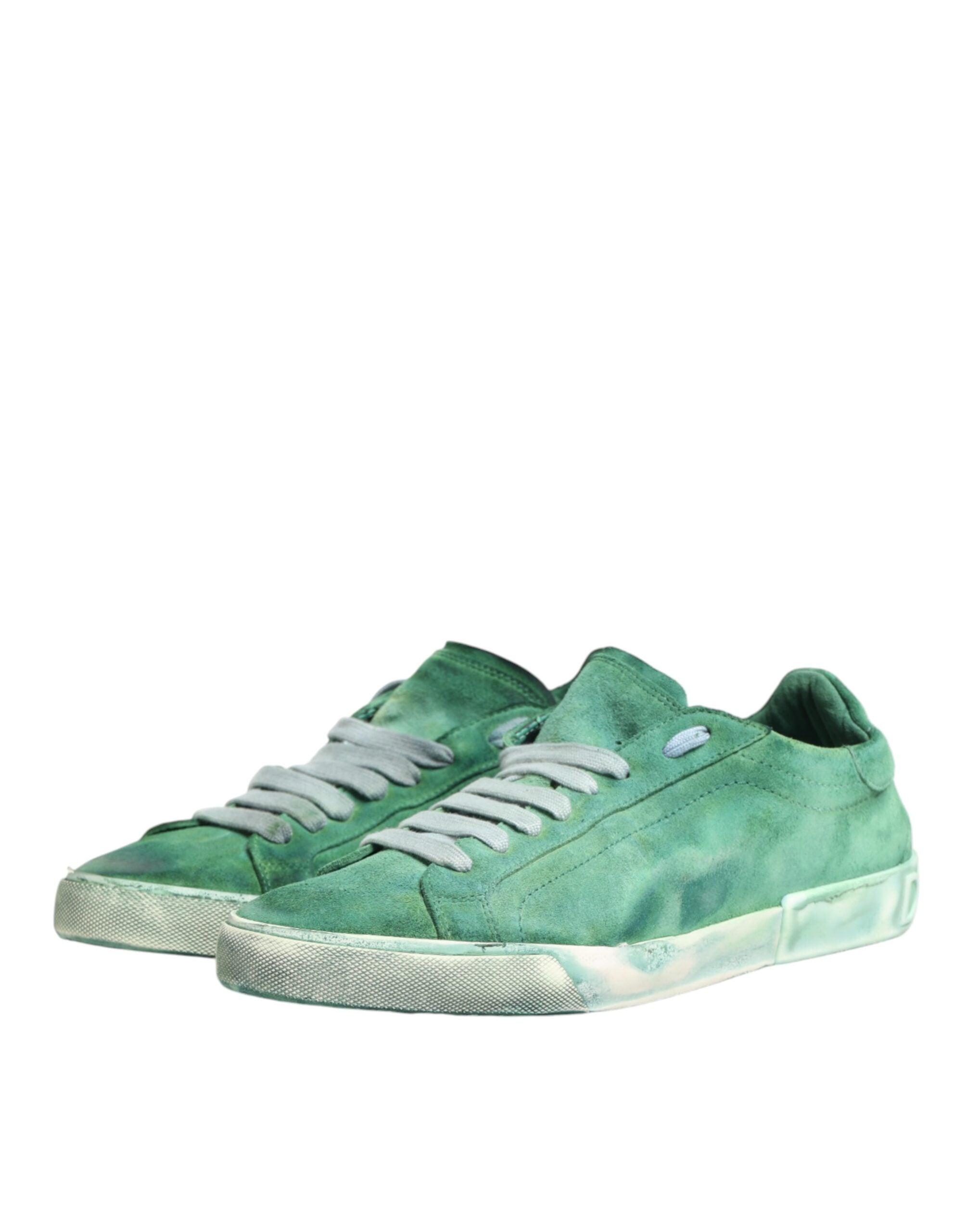 Dolce & Gabbana Grüne Wildleder-Sneaker mit DG-Logo-Sohle, Low-Top
