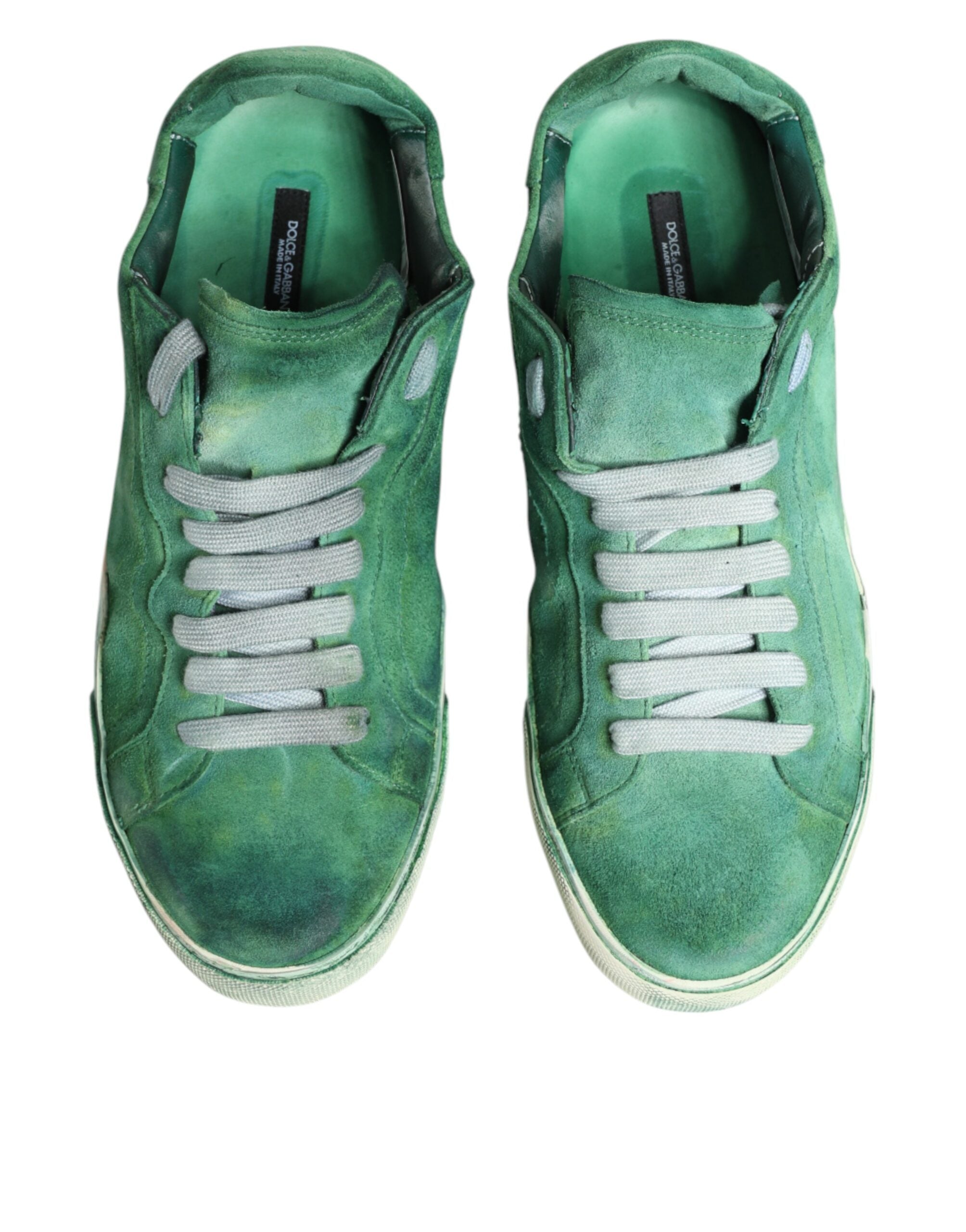 Dolce & Gabbana Grüne Wildleder-Sneaker mit DG-Logo-Sohle, Low-Top