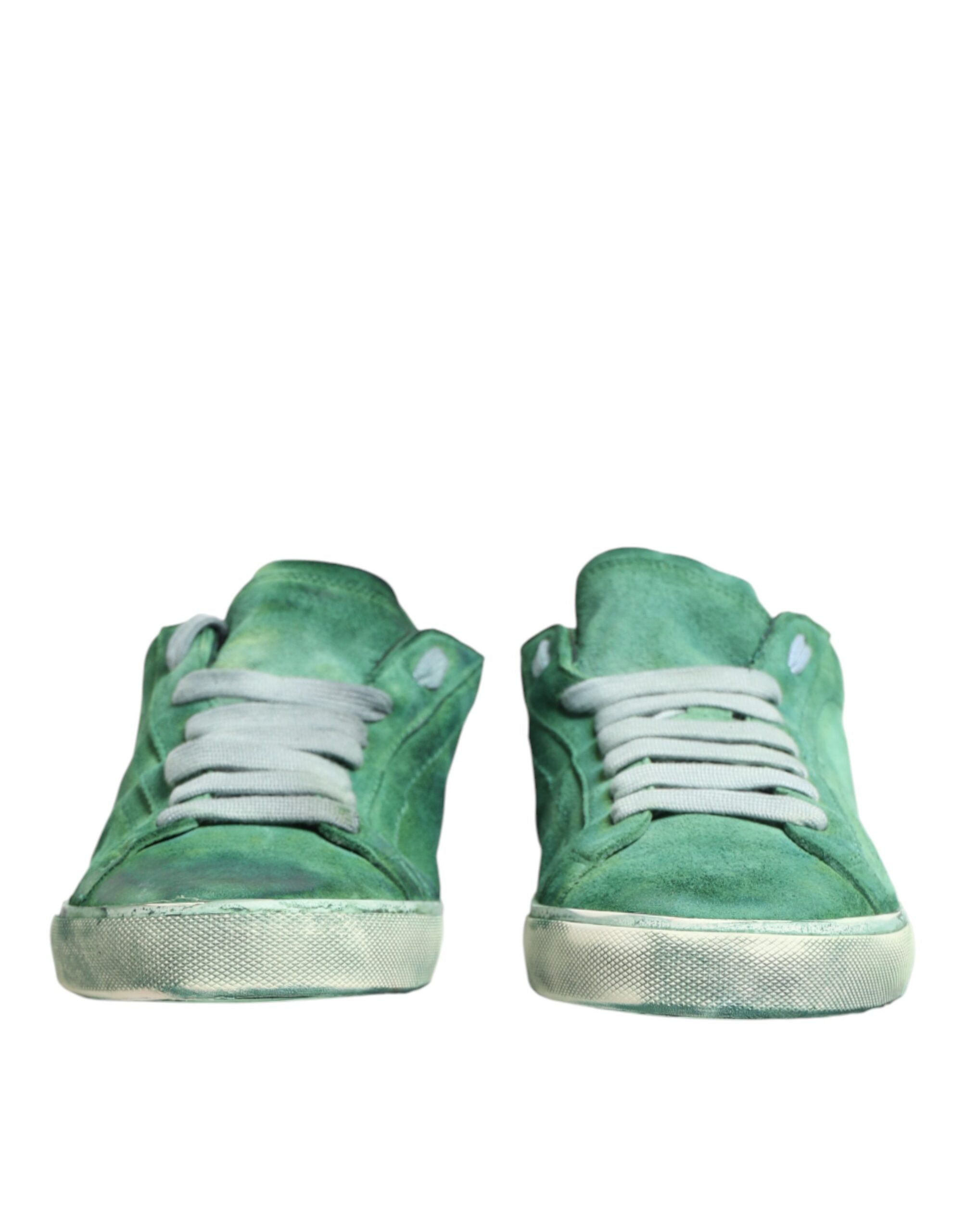 Dolce & Gabbana Grüne Wildleder-Sneaker mit DG-Logo-Sohle, Low-Top
