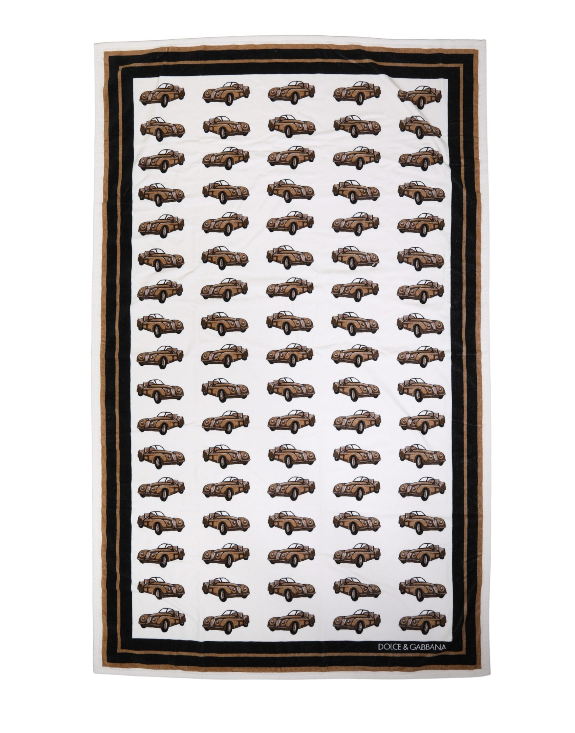 Dolce & Gabbana Strandtuch Weiß Baumwolle Auto Grafikprint 115cm x 180cm