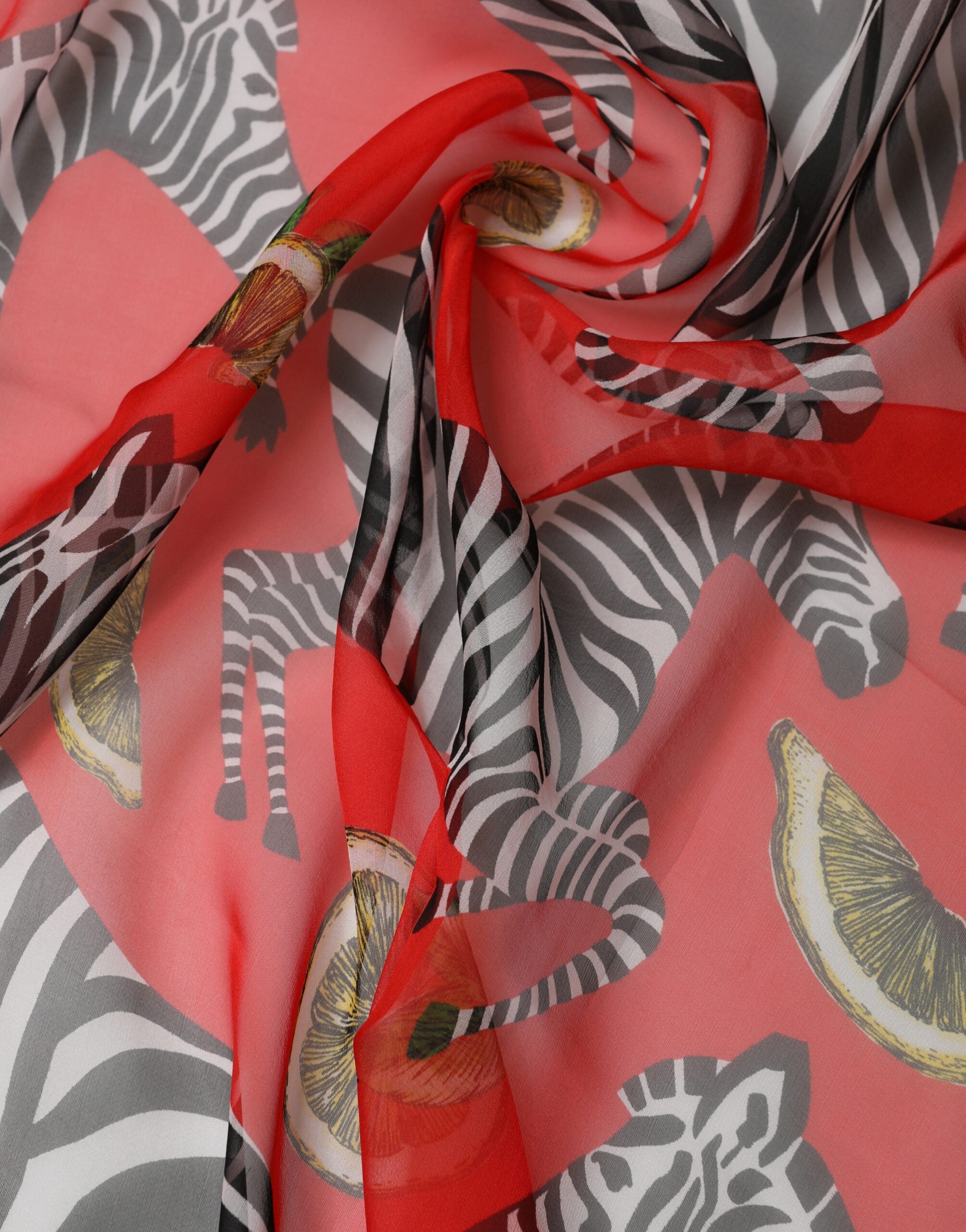 Dolce & Gabbana Roter Schal aus Seide im Zebra-Print, Wickeloptik, 200cm x 132cm