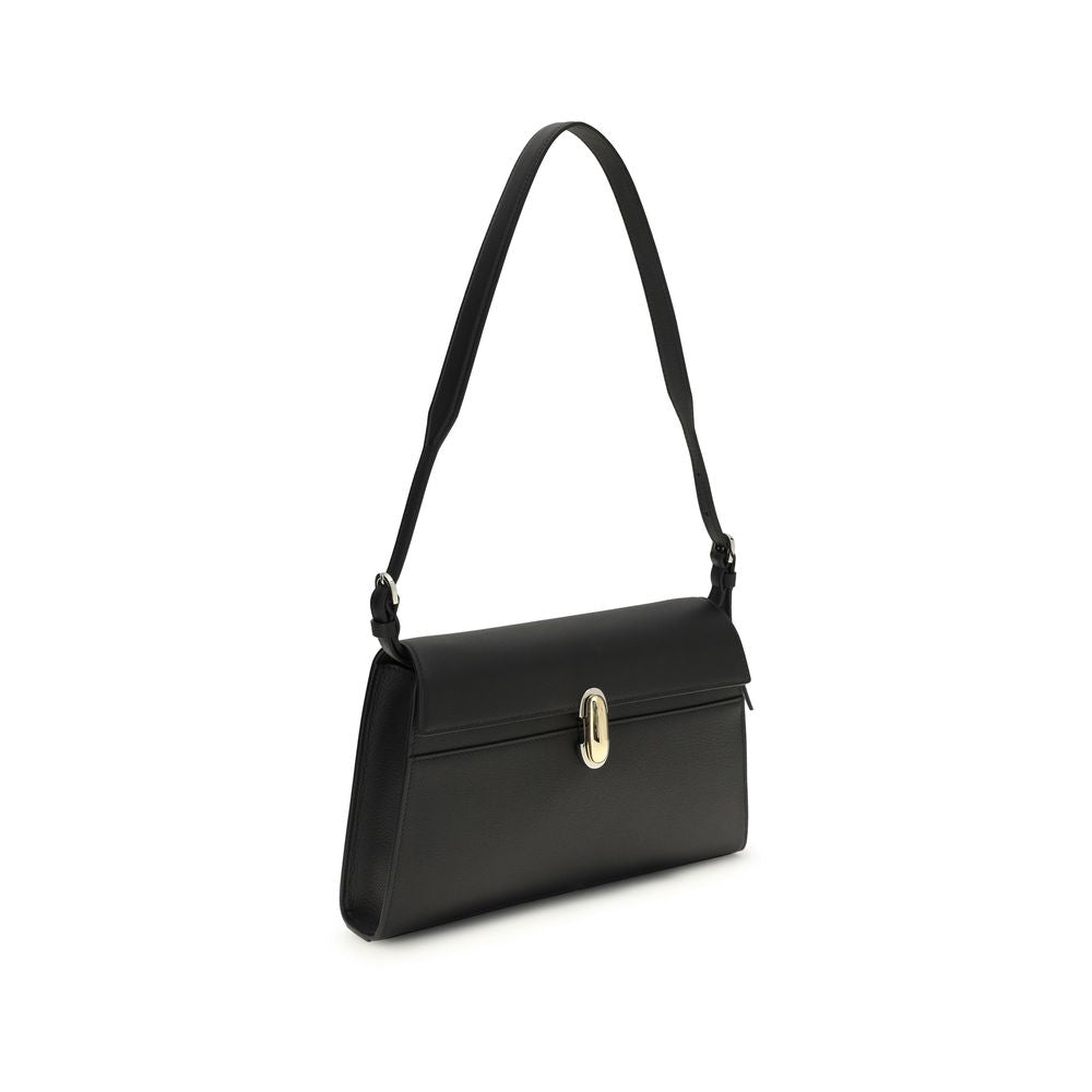 Savette Schwarze Bos Taurus Kalbsleder Schultertasche