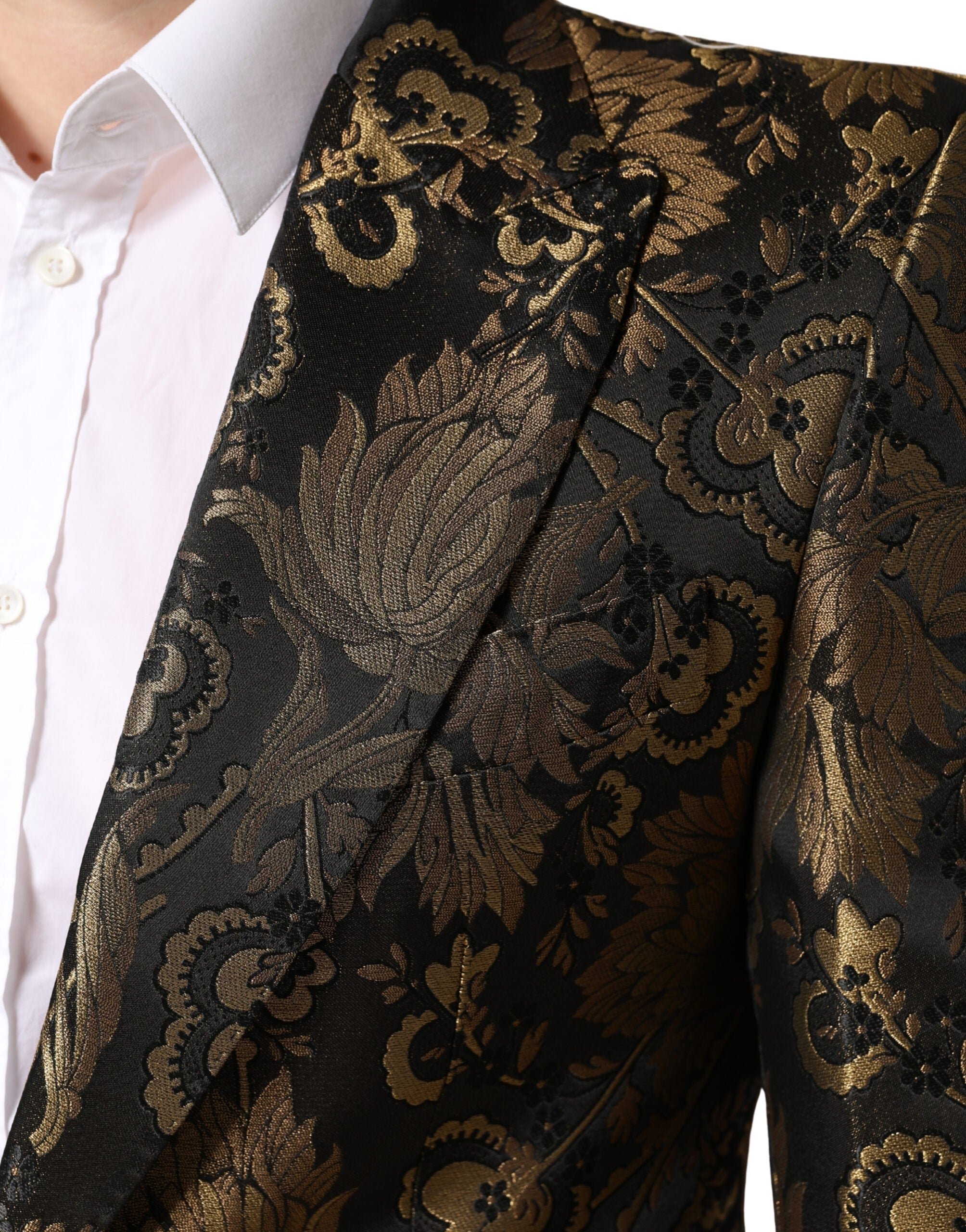 Dolce & Gabbana Goldfarbener Jacquard-Sakko mit einem Knopf